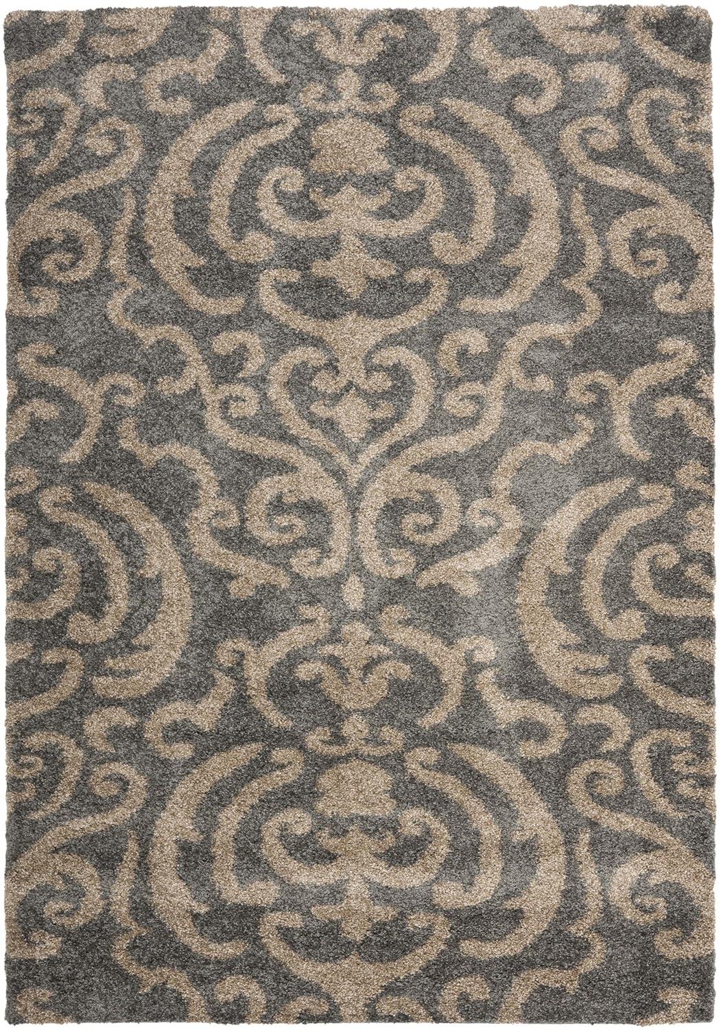 Florida Shag SG462 Power Loomed Indoor Area Rug - Grey/Beige - 5'3"x7'6" - Safavieh.