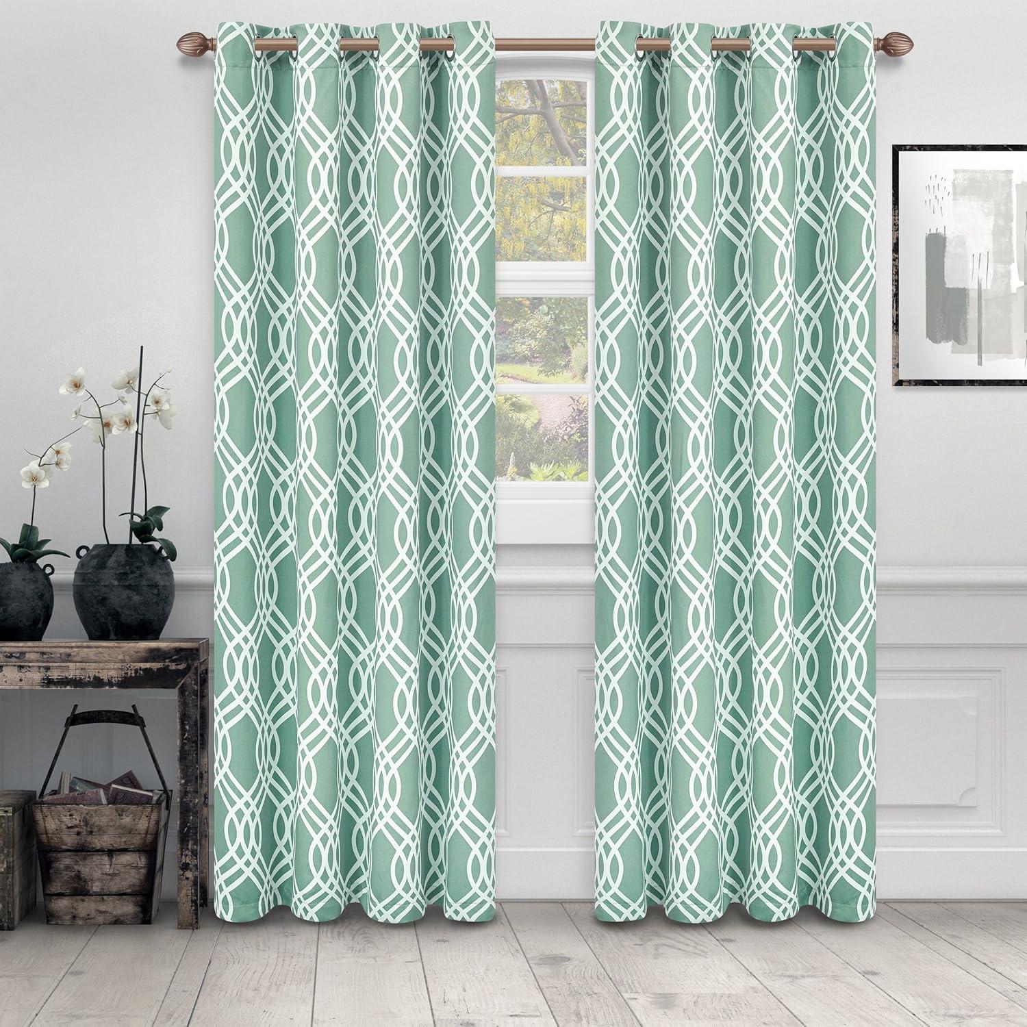 Superior Ribbon Blackout Curtains, Grommet Header, Set of 2, 52" x 96", Teal