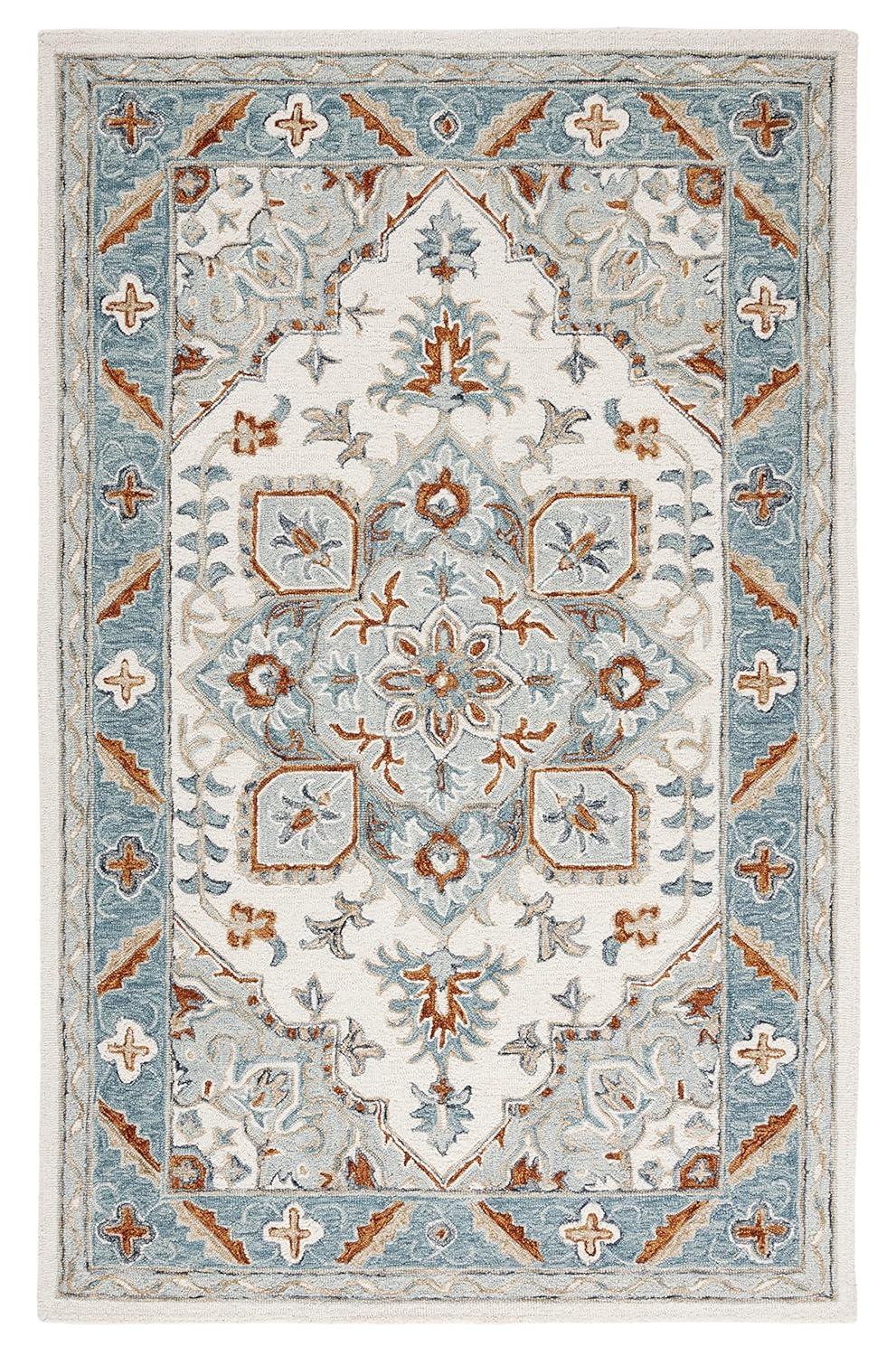 Metro MET352 Hand Tufted Indoor Area Rug - Ivory/Blue - 5'x8' - Safavieh