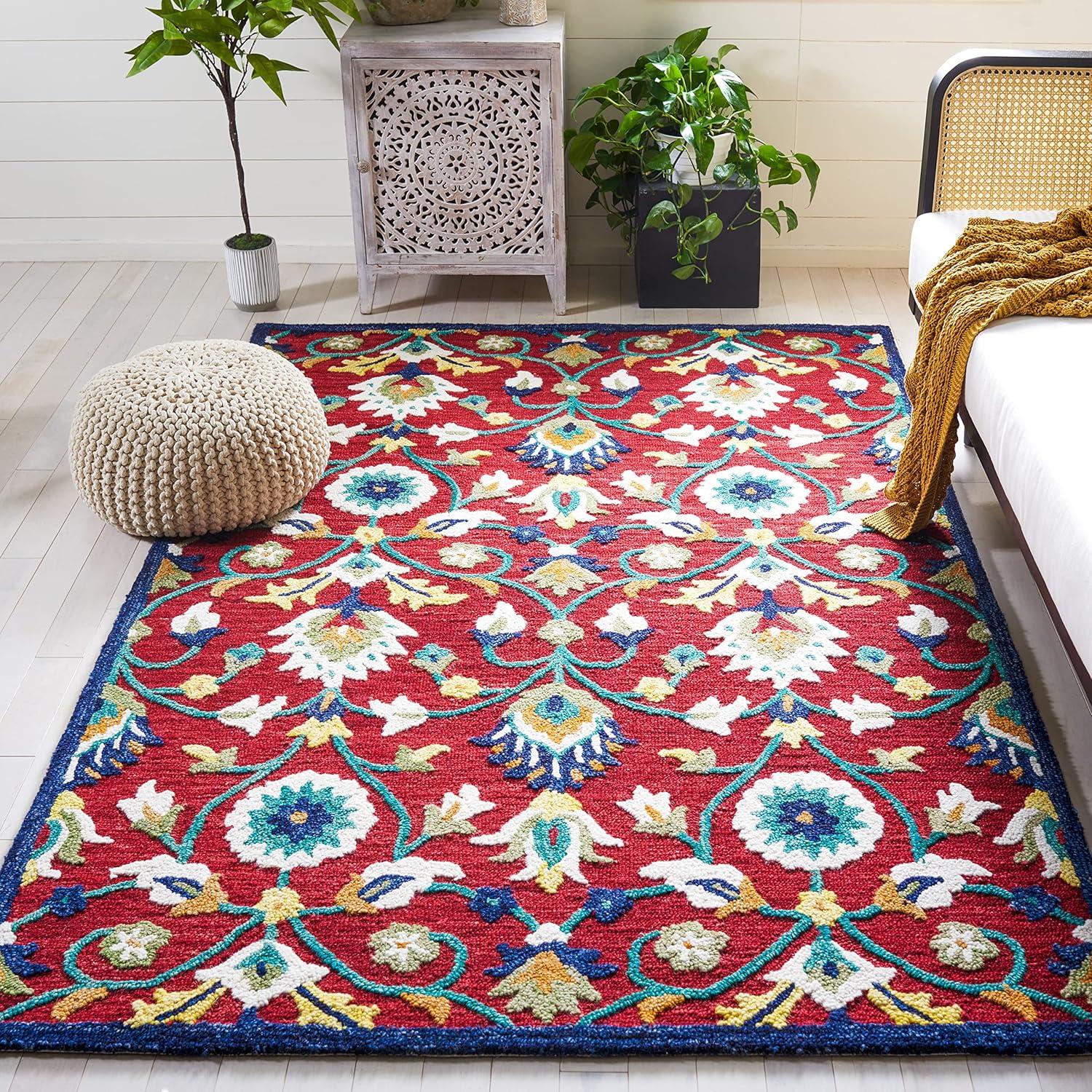 Blossom BLM562 Hand Tufted Area Rug - Red/Ivory - 8'x10' - Safavieh.