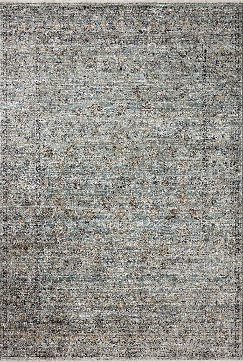 Jean Stoffer Ocean and Gold Rectangular Accent Rug