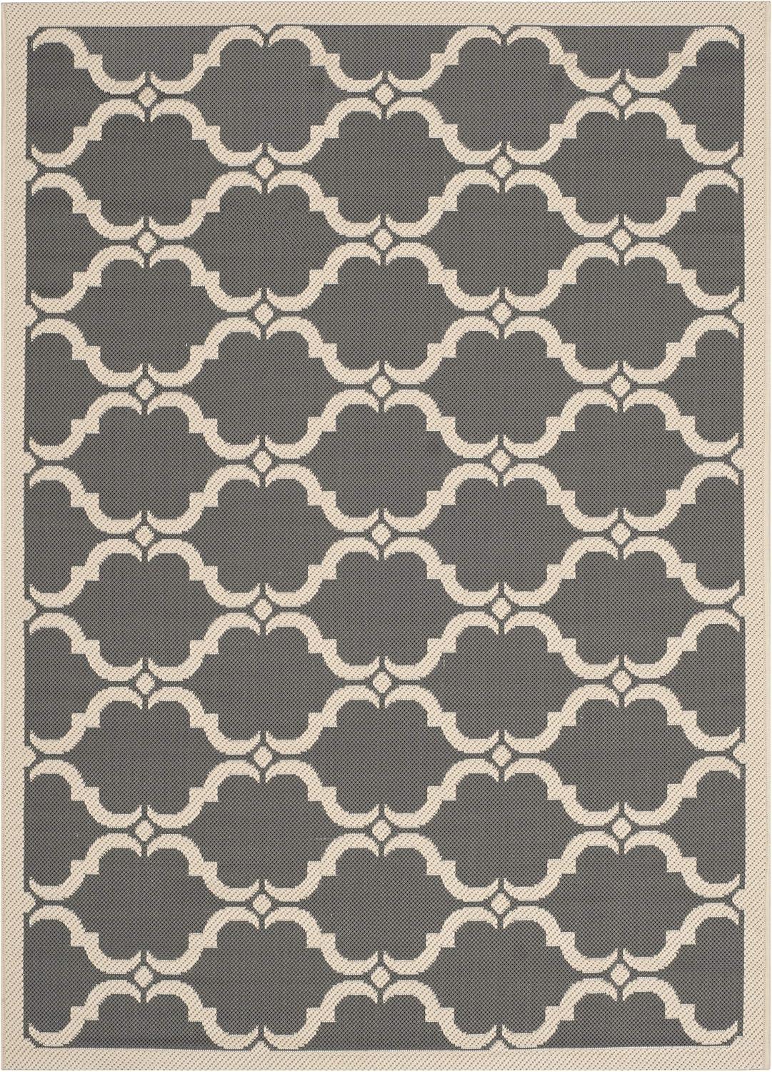 SAFAVIEH Outdoor CY6009-246 Courtyard Anthracite / Beige Rug