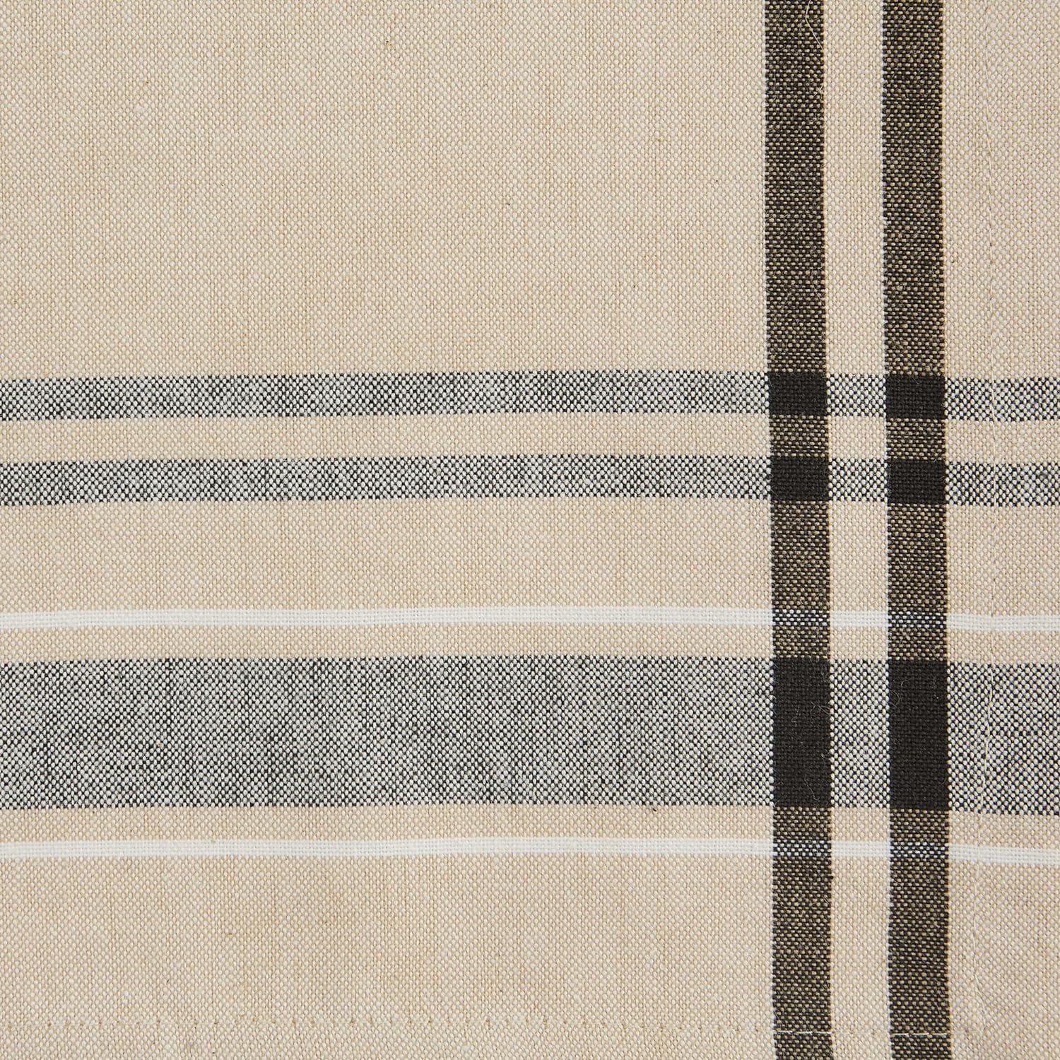 Rustic Beige Cotton Stripe Table Runner, 14x72 Inches