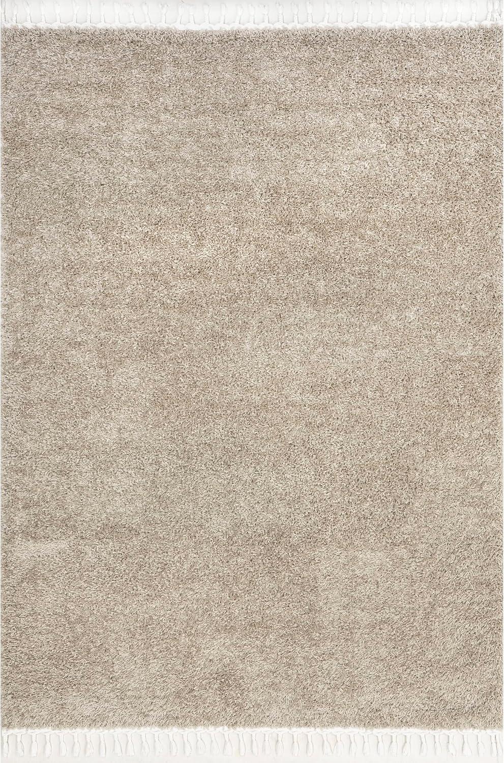 Nuloom Neva Solid 5x8 Shag Indoor Area Rug for Living Room Bedroom Dining Room Nursery, Beige/Ivory