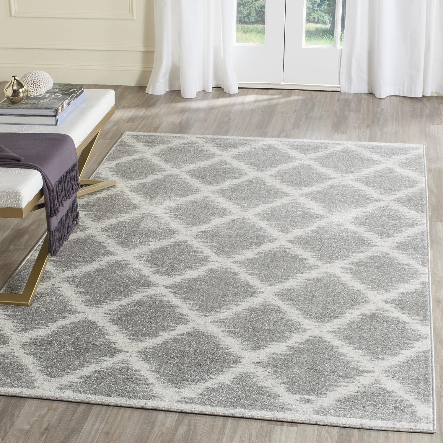 Adirondack ADR120 Power Loomed Area Rug - Silver/Ivory - 6'x6' - Safavieh.