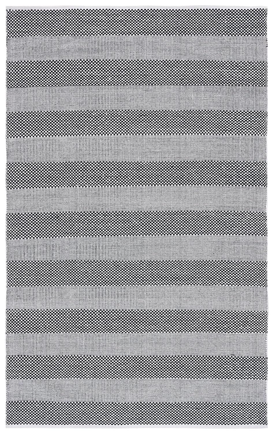 Striped Kilim STK802 Hand Woven Area Rug - Ivory/Black - 4'x6' - Safavieh.