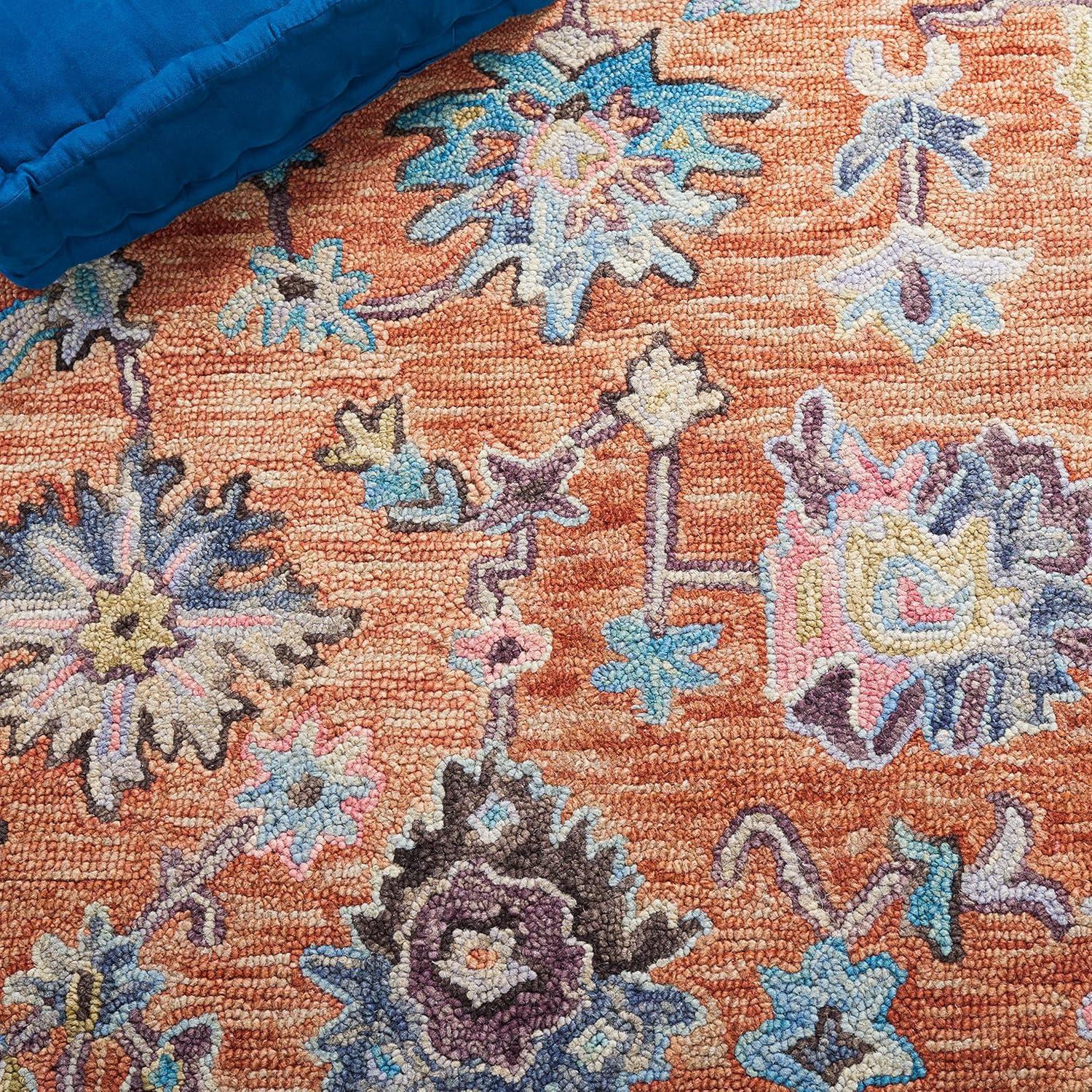 SAFAVIEH Blossom Moema Floral Area Rug, Rust/Blue, 4' x 6'