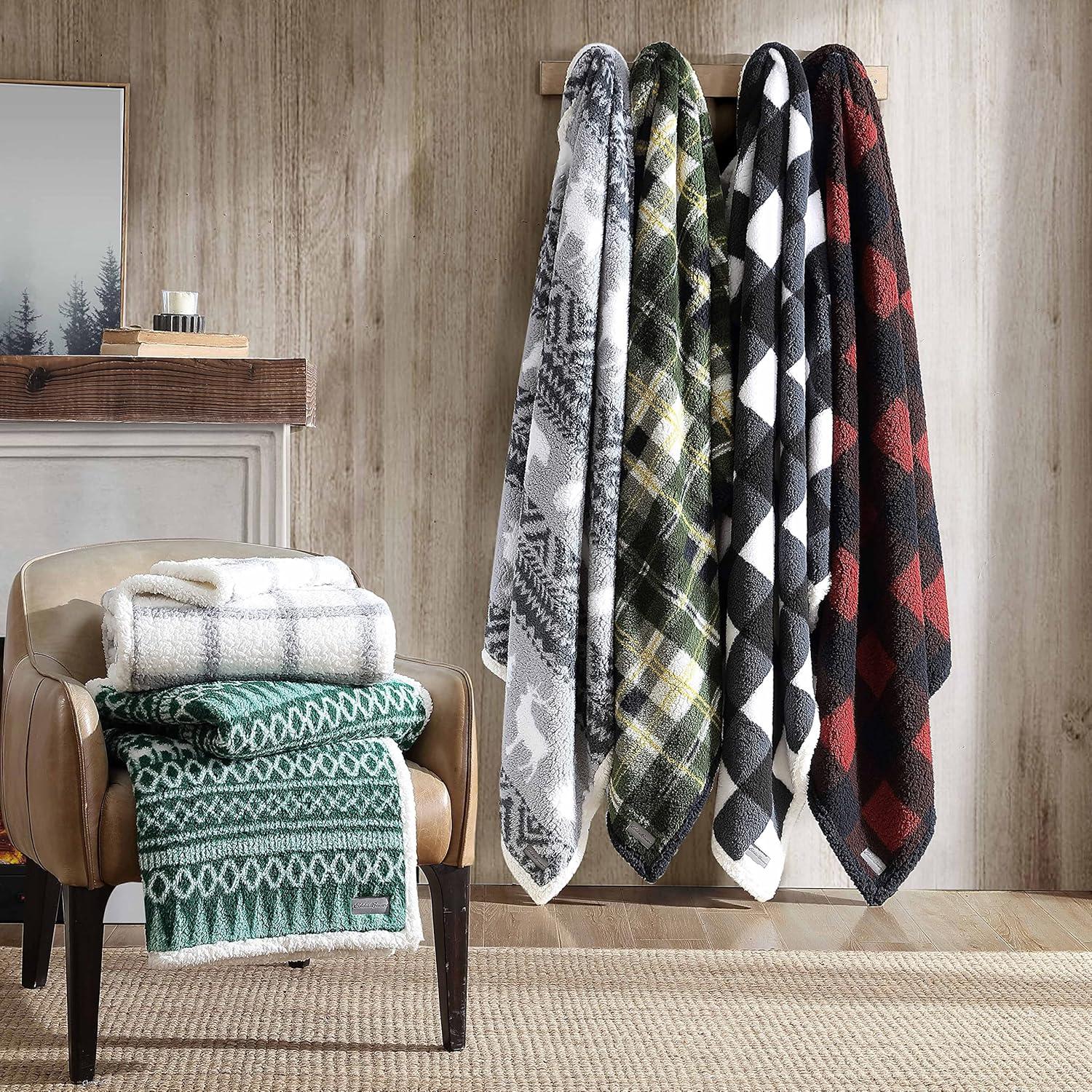 Eddie Bauer Eddie Bauer Printed Sherpa Reversible Throw Blankets