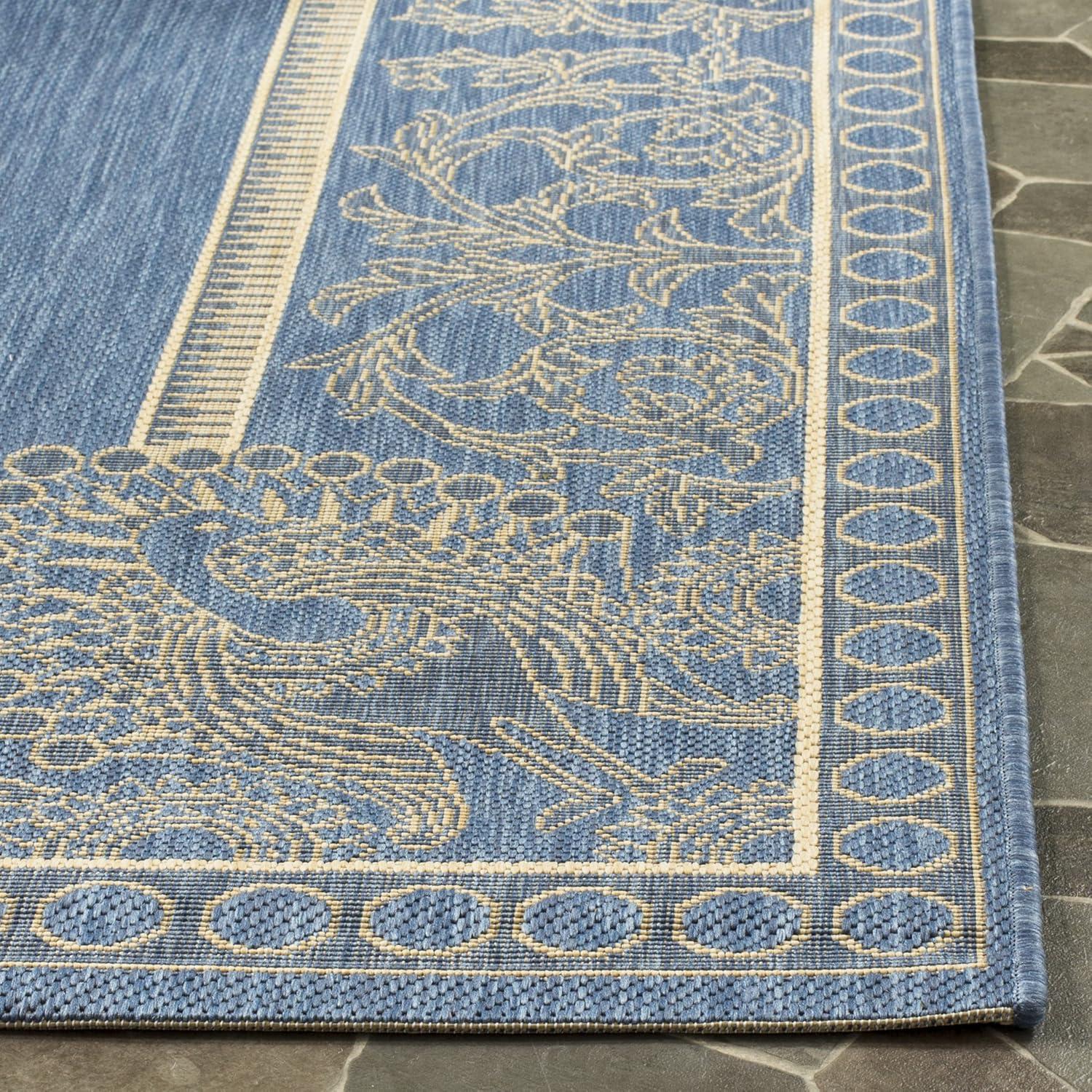 Courtyard CY2965 Power Loomed Indoor/Outdoor Area Rug - Blue/Natural - 7'1x7'1 - Safavieh.