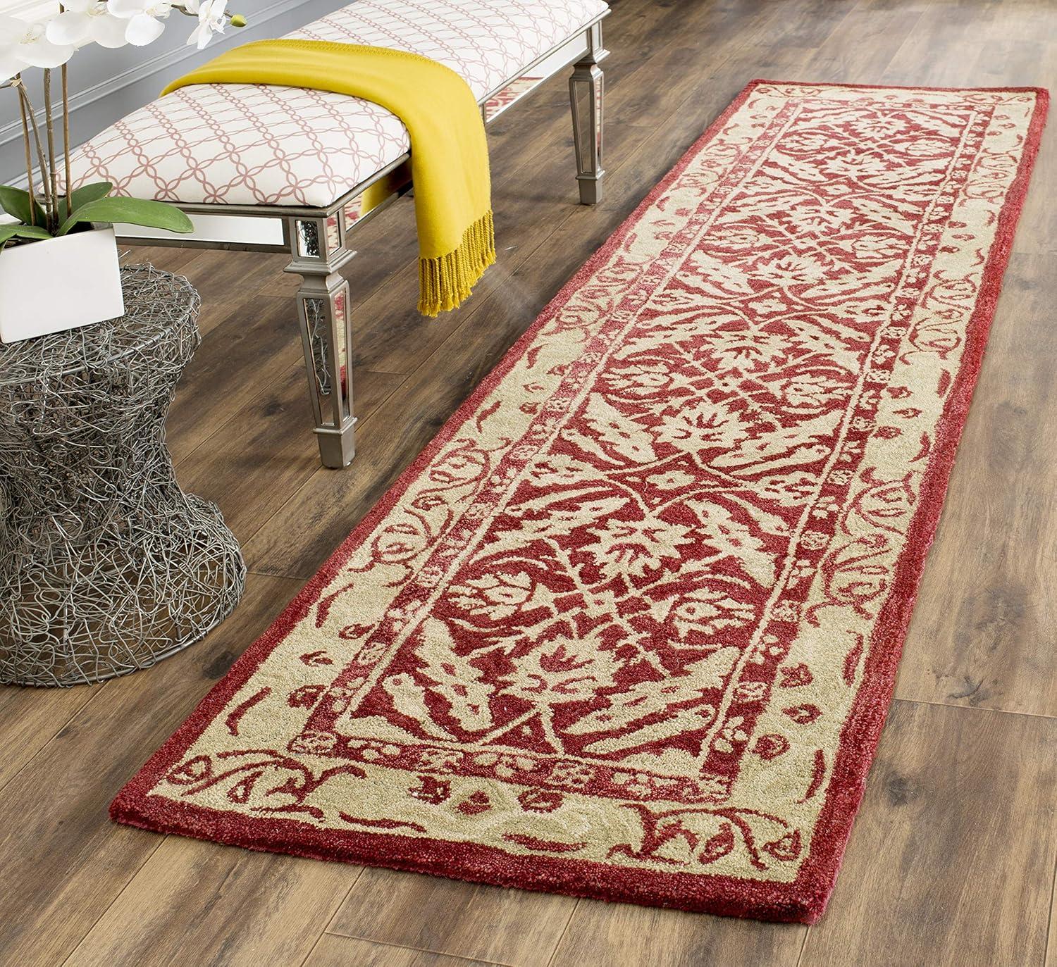 Anatolia AN583 Hand Tufted Indoor Runner Rug - Red/Ivory - 2'3"x8' - Safavieh