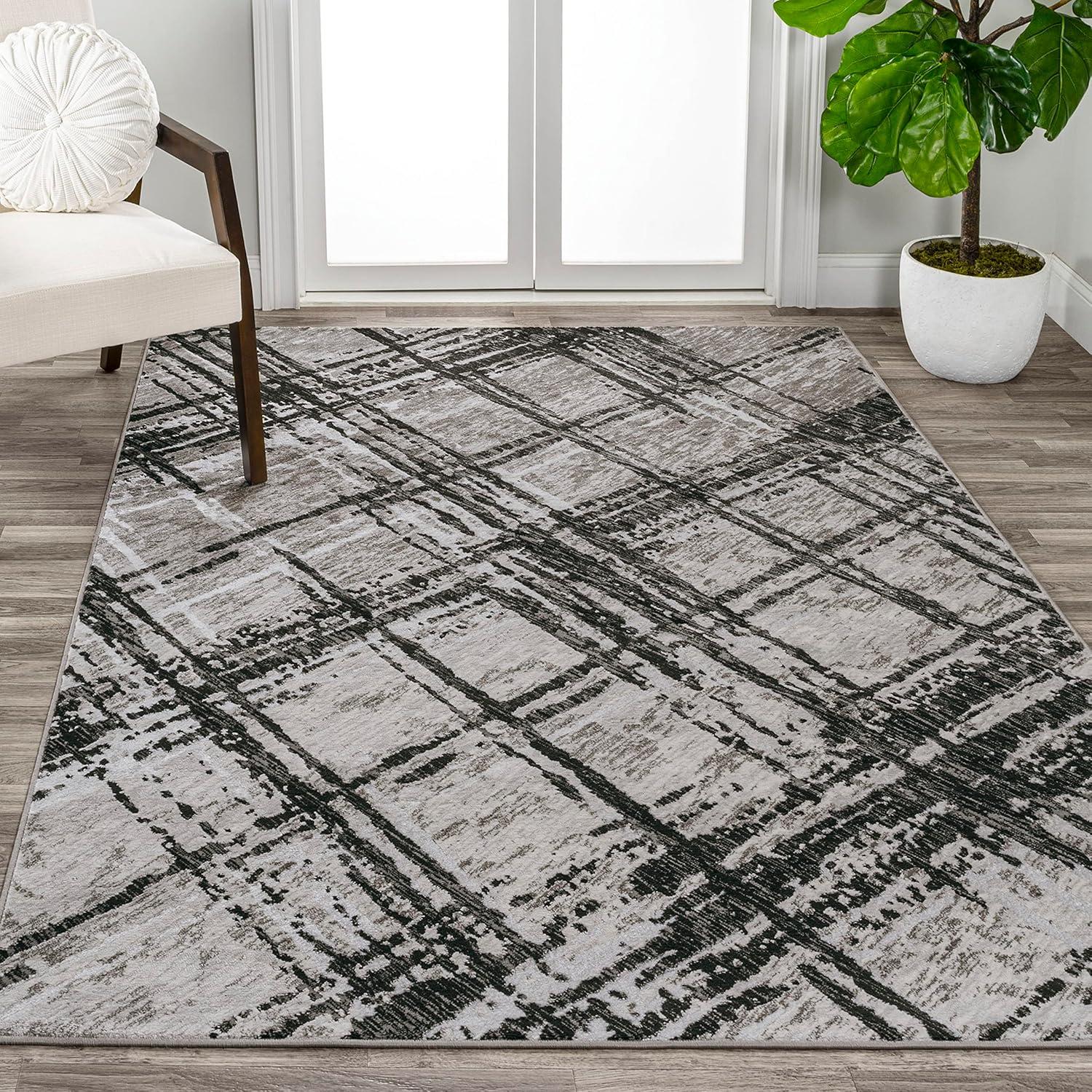 JONATHAN Y Slant Modern Abstract Black/Gray 8 ft. x 10 ft. Area Rug