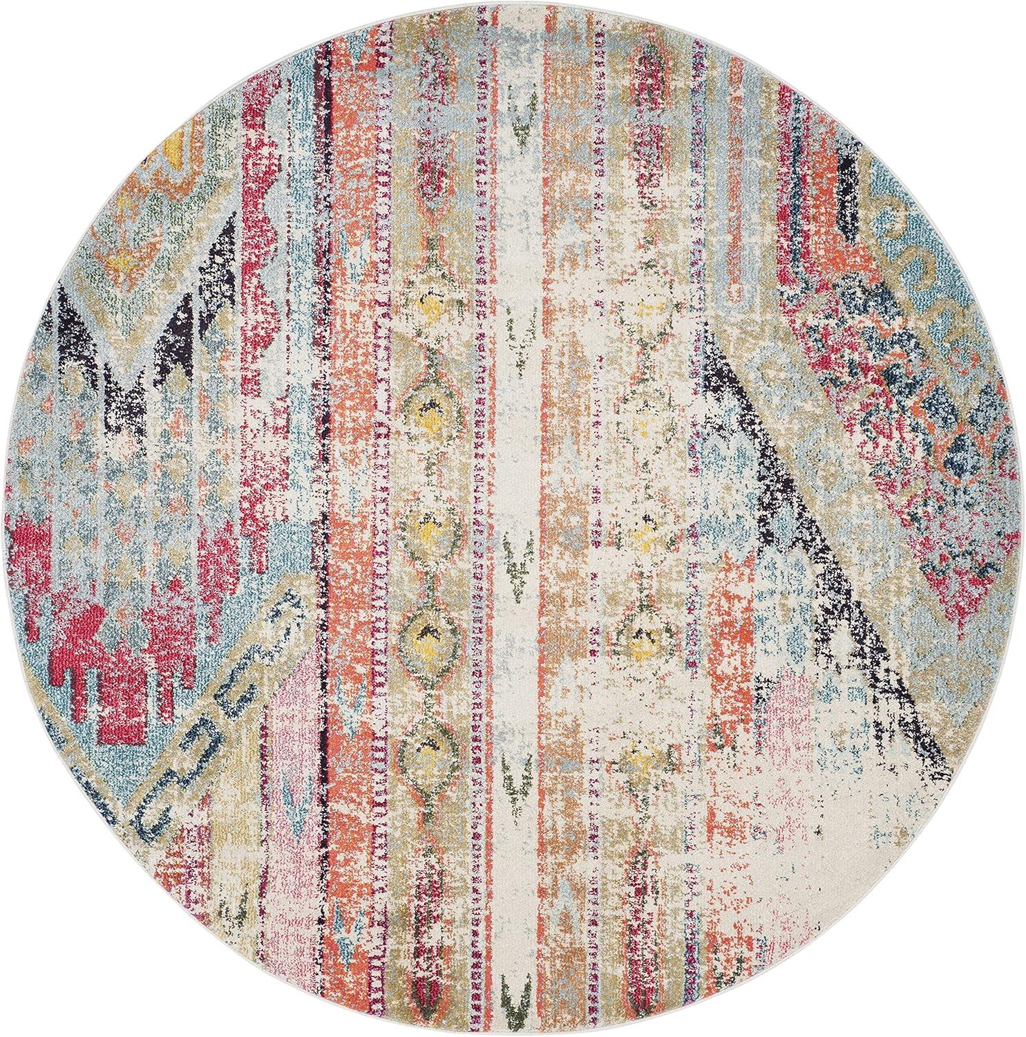 SAFAVIEH Monaco Risto Abstract Area Rug, Multi, 6'7" x 6'7" Round