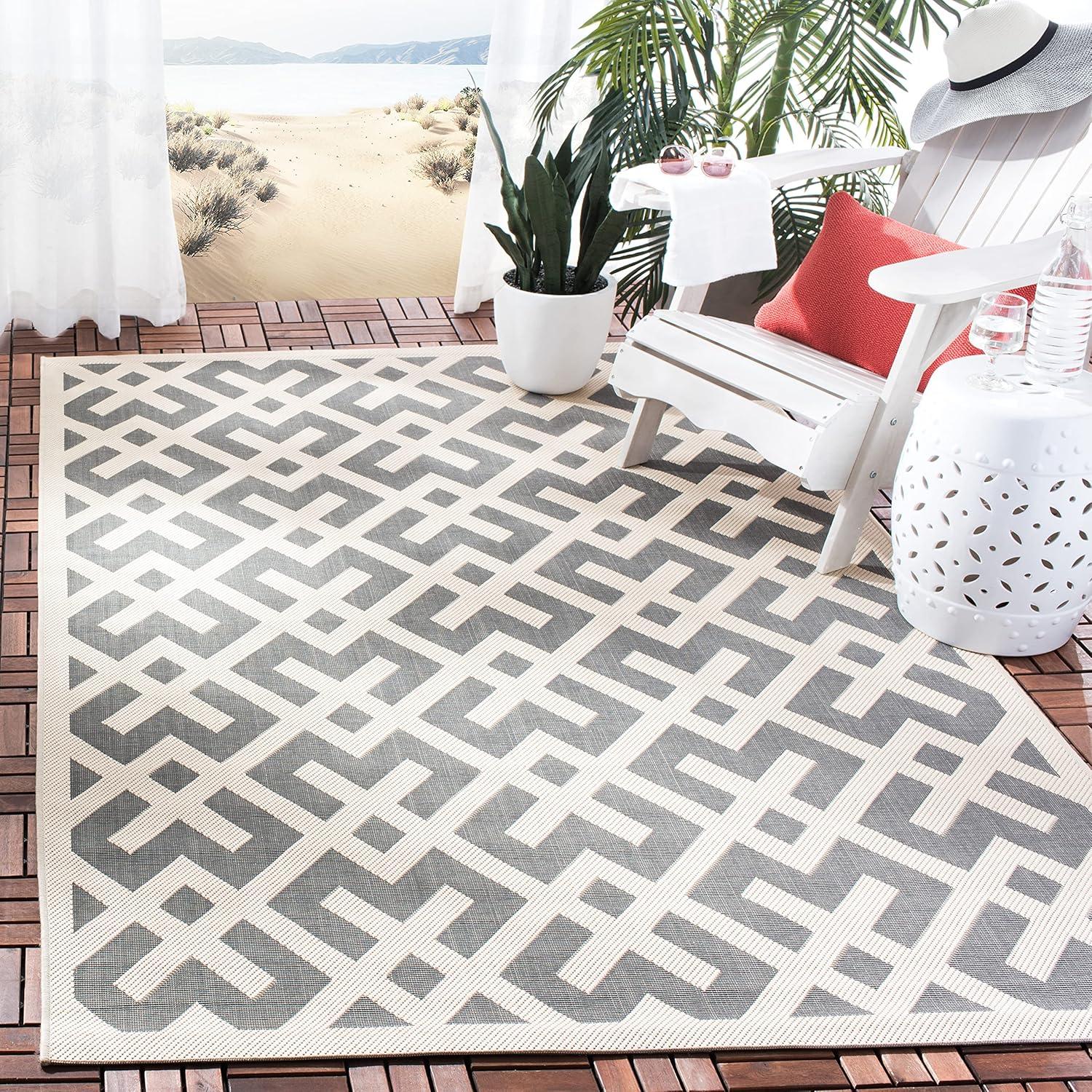 Metro Modern Grey Square Synthetic Easy-Care Area Rug