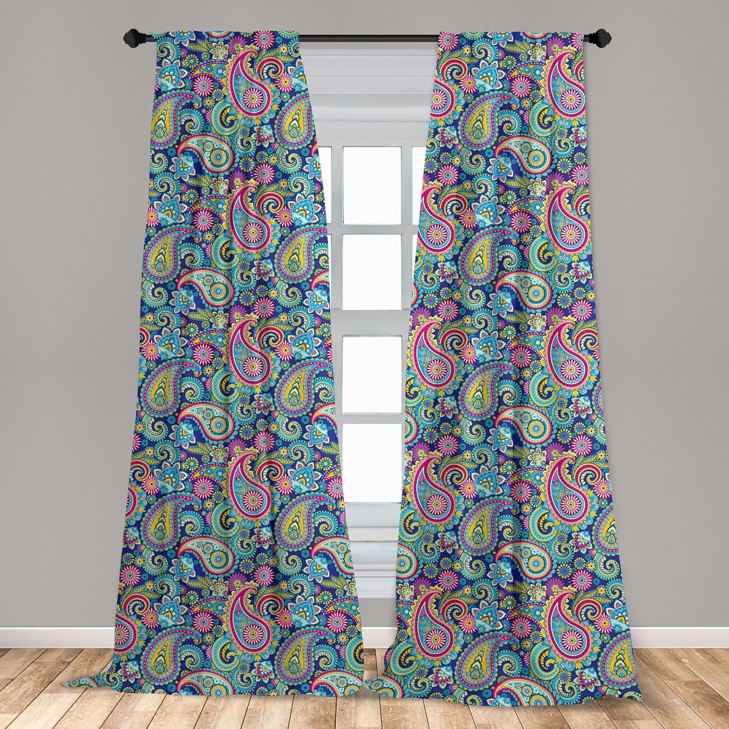 Paisley Semi-Sheer Rod Pocket Curtain Panels (Set of 2)