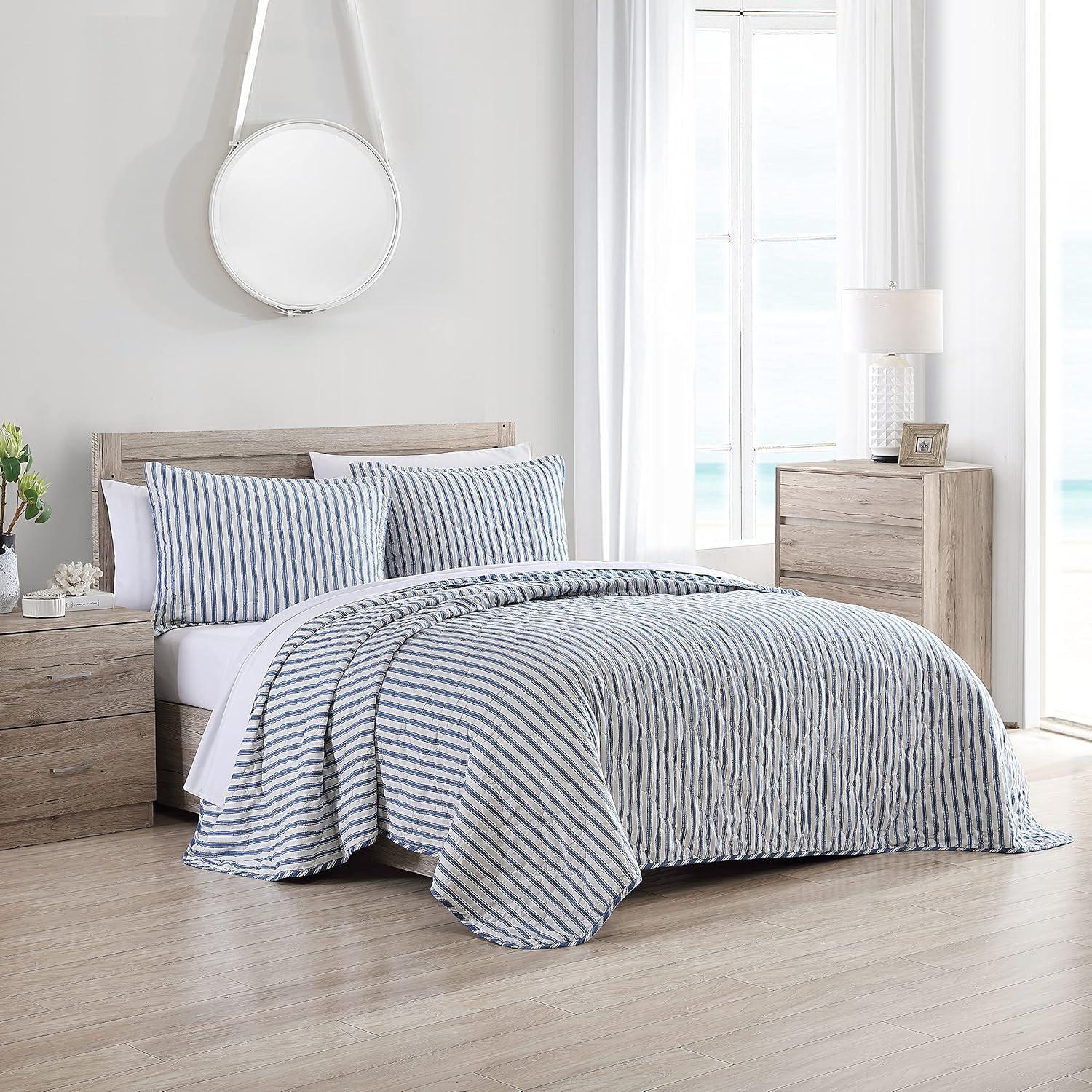 Willow Way Ticking Stripe Quilt & Sham Set - Stone Cottage