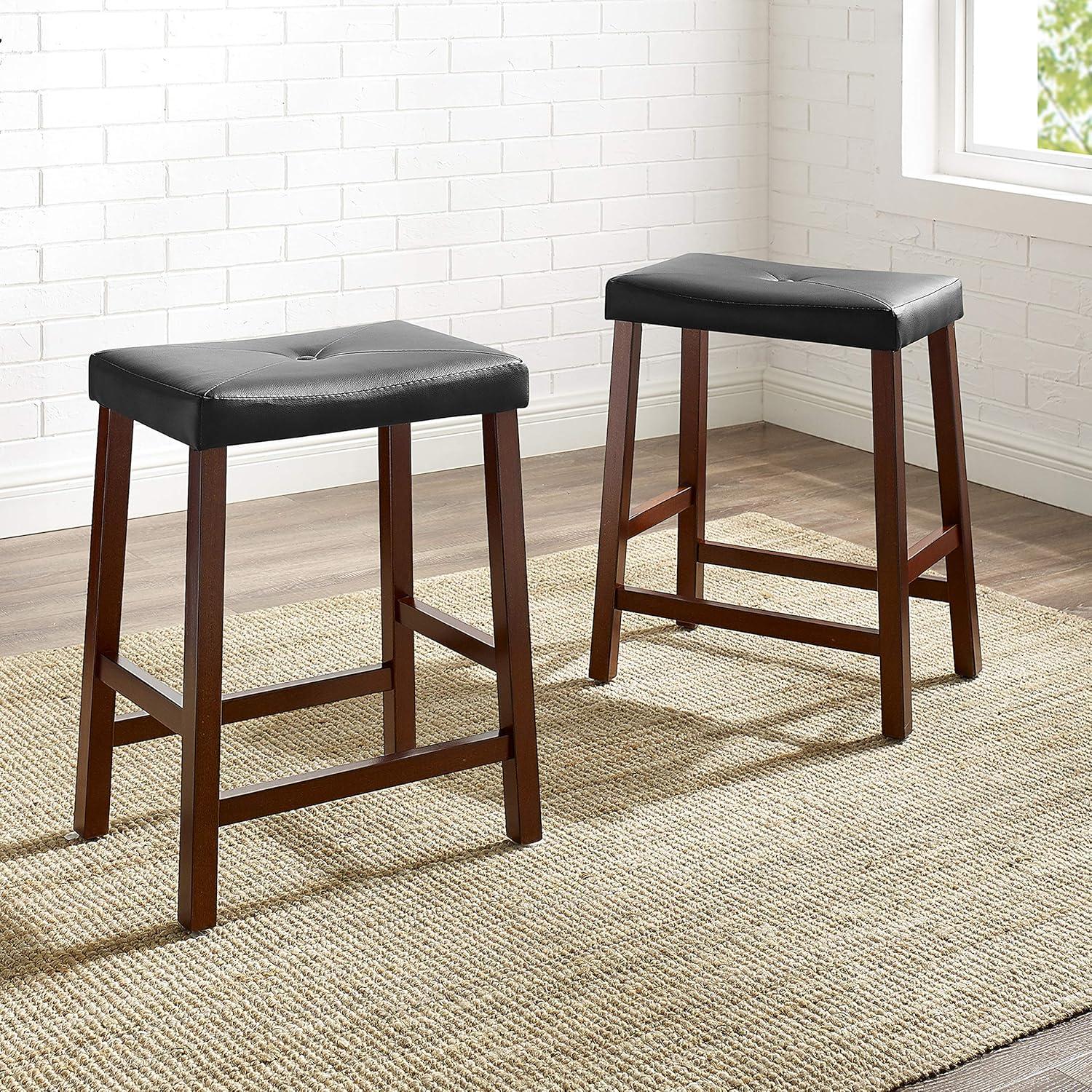 Set of 2 24" Upholstered Saddle Seat Counter Height Barstools  - Crosley