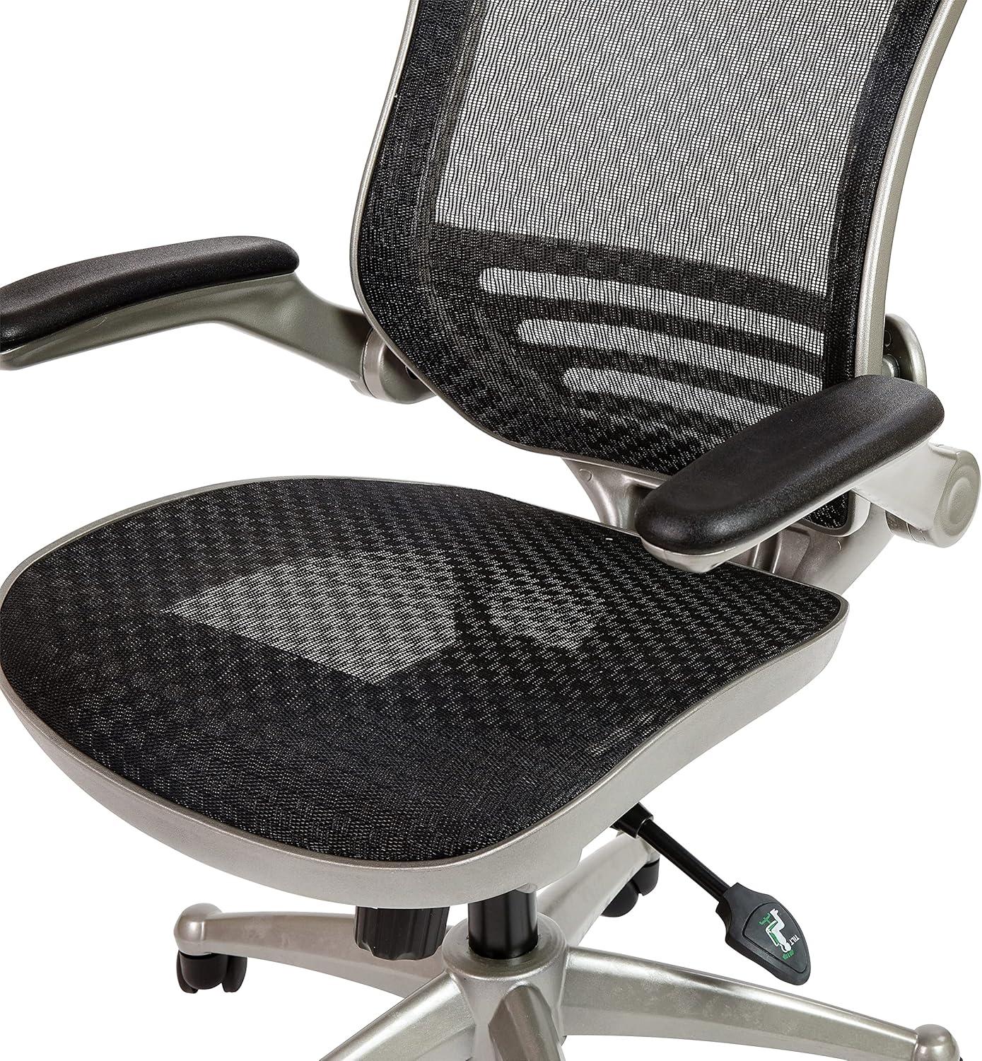 Flash Furniture Mid-Back Transparent Black Mesh Executive Swivel Office Chair with Graphite Silver Frame and Flip-Up Arms