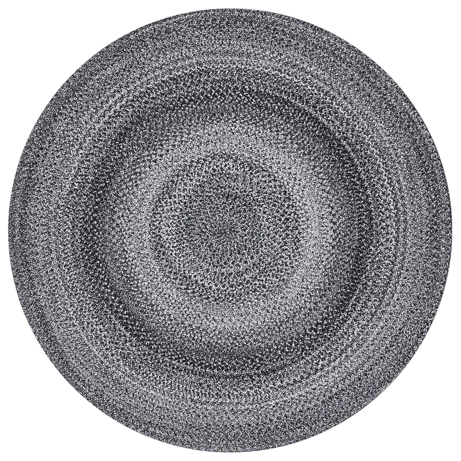 Braided BRD804 Hand Woven Area Rug - Black/Ivory - 4' round - Safavieh.