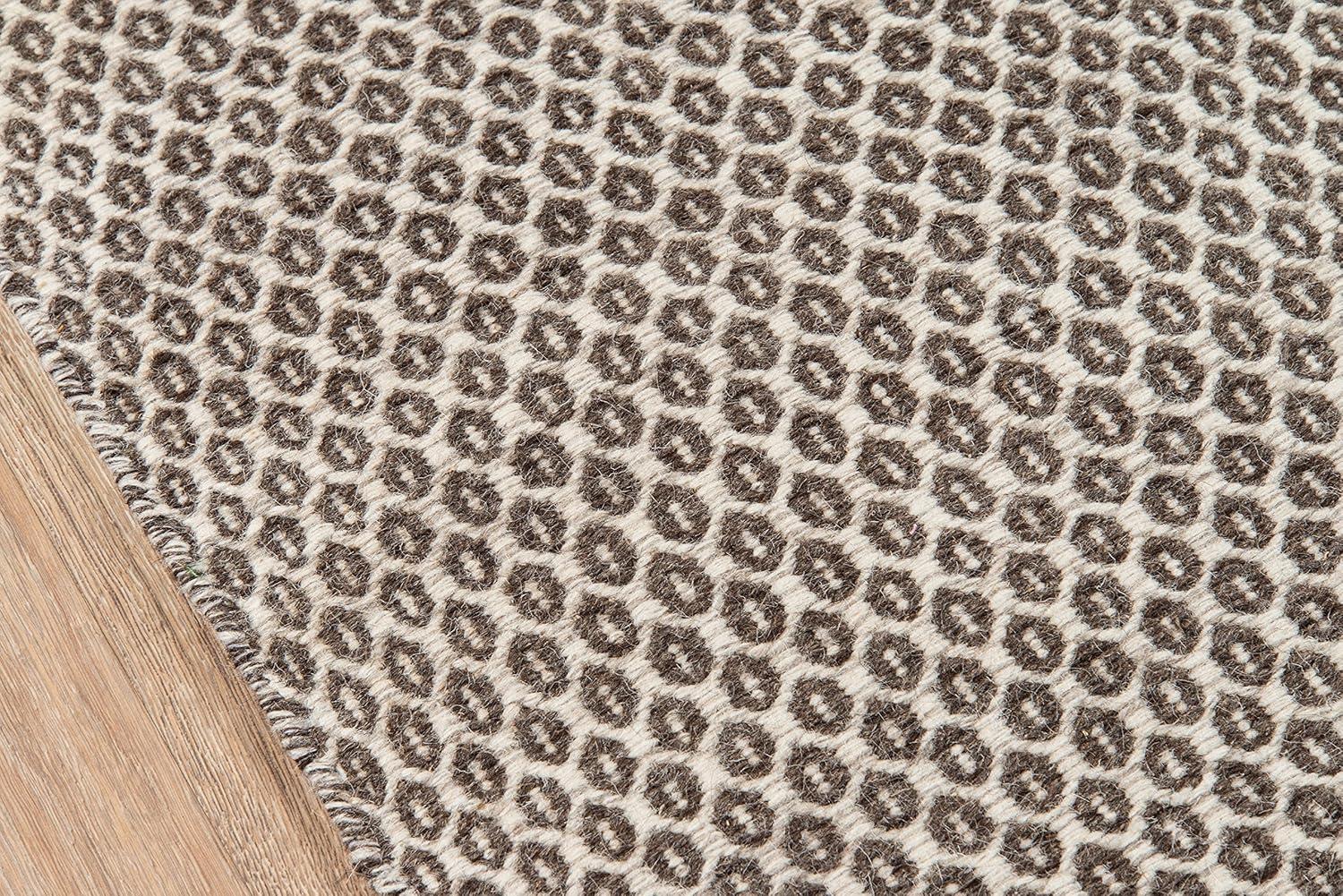 Handwoven Geometric Gray Wool Area Rug, 3'6" x 5'6"