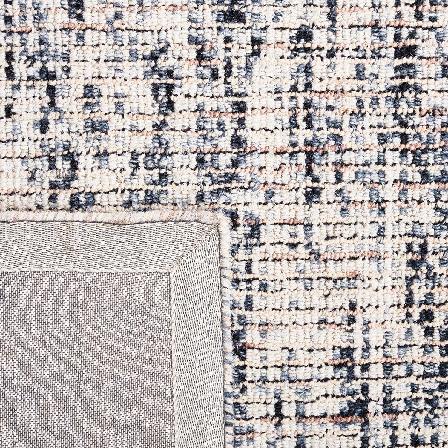 Abstract ABT493 Handmade Tufted Area Rug - Black/Beige - 6'-0" x 6'-0" Square - Safavieh