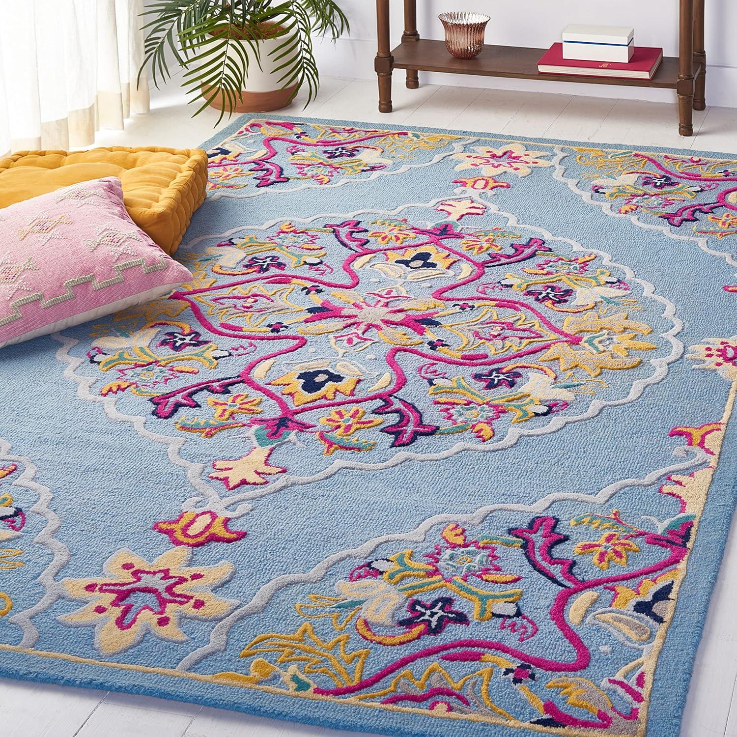 Bellagio BLG605 Hand Tufted Indoor Area Rug - Light Blue/Multi - 5'x8' - Safavieh