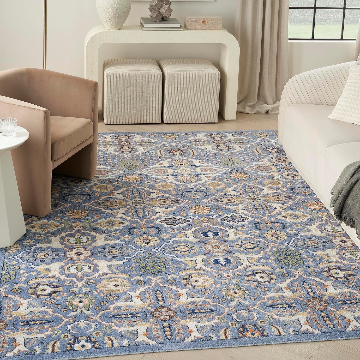 Nourison Allur Boho Indoor Area Rug Light Blue 7' x 10'