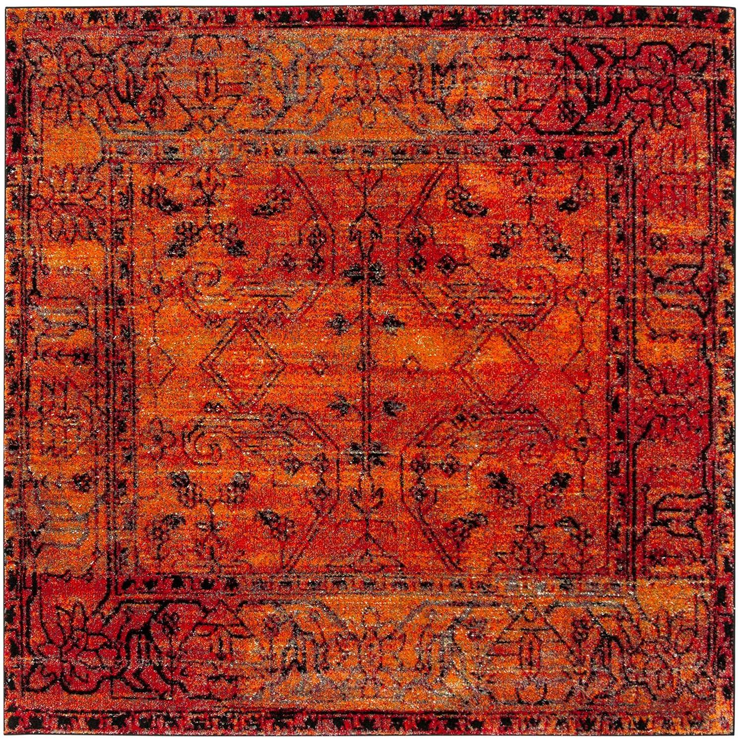 Vintage Hamadan VTH216 Power Loomed Accent Rug - Orange - 3'x3' - Safavieh.