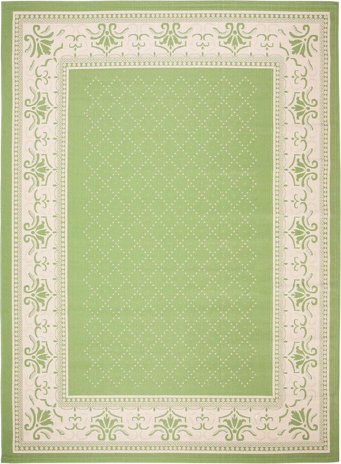 SAFAVIEH Courtyard Eva Traditional Indoor/Outdoor Area Rug, 9' x 12', Olive/Natural