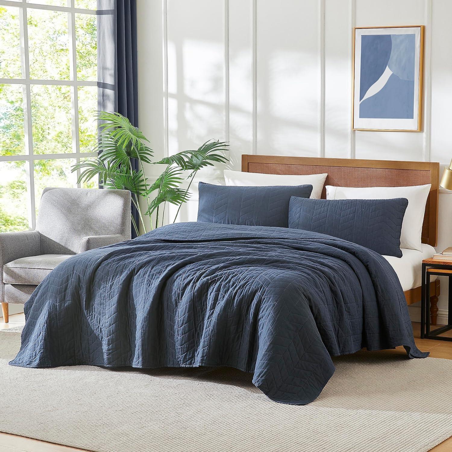 Bed Twin Quilt Set Navy Blue - Twin - 2 Piece