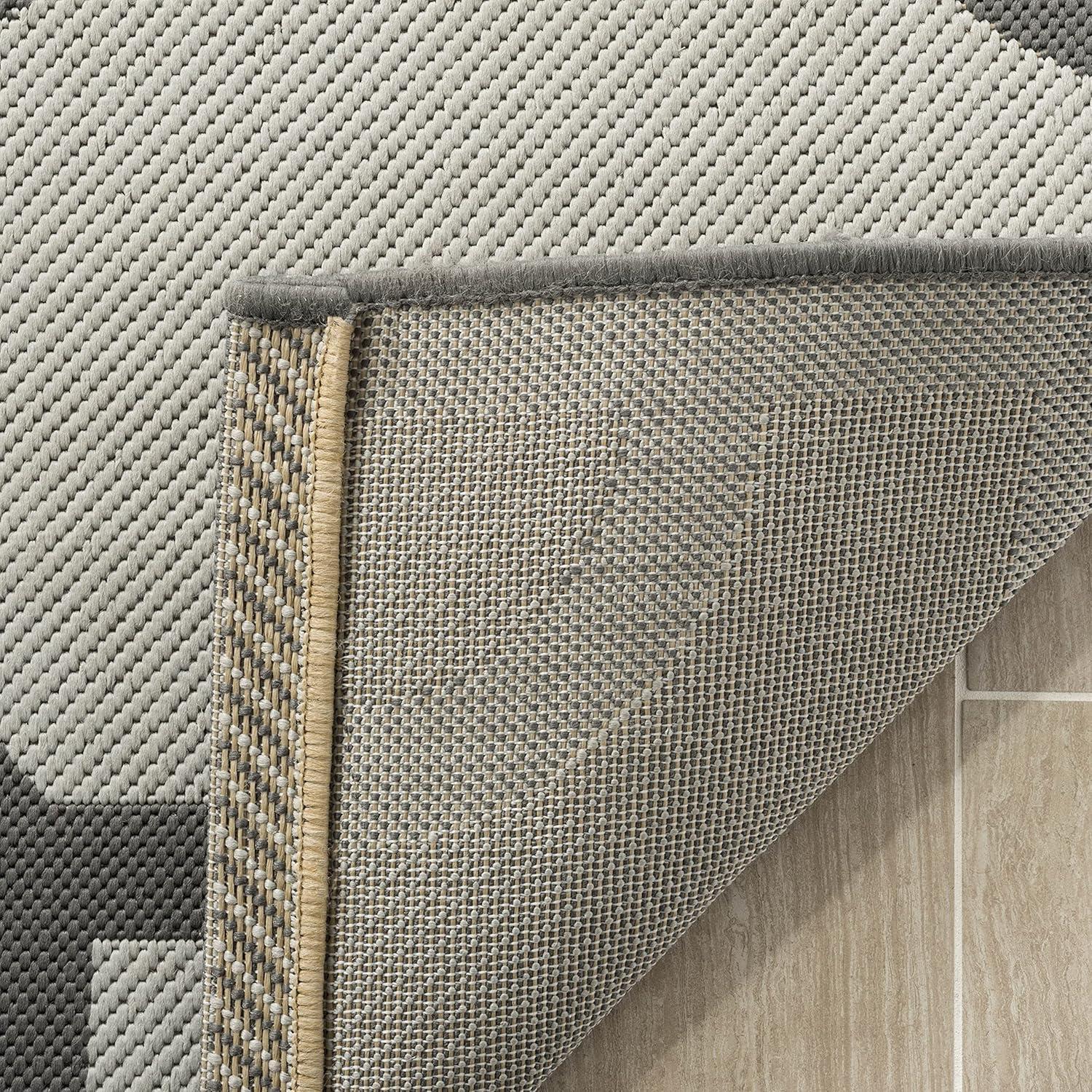 Martha Stewart Fretwork - MSR4121 - Indoor Power Loomed Area Rugs - Grey - 5'3"x7'7"