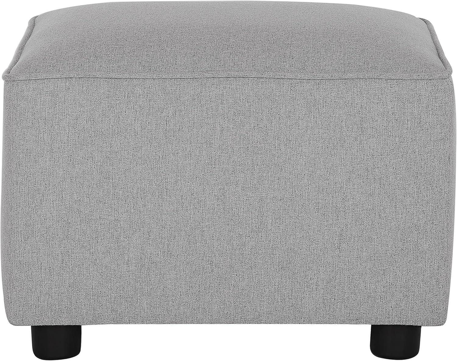 Evolur Holland Rectangular Upholstered Ottoman, Grey