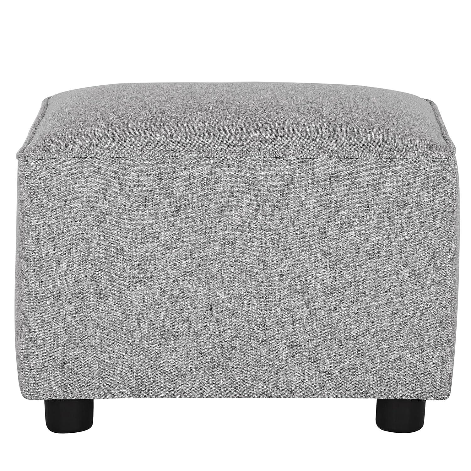 Evolur Holland Rectangular Upholstered Ottoman, Grey