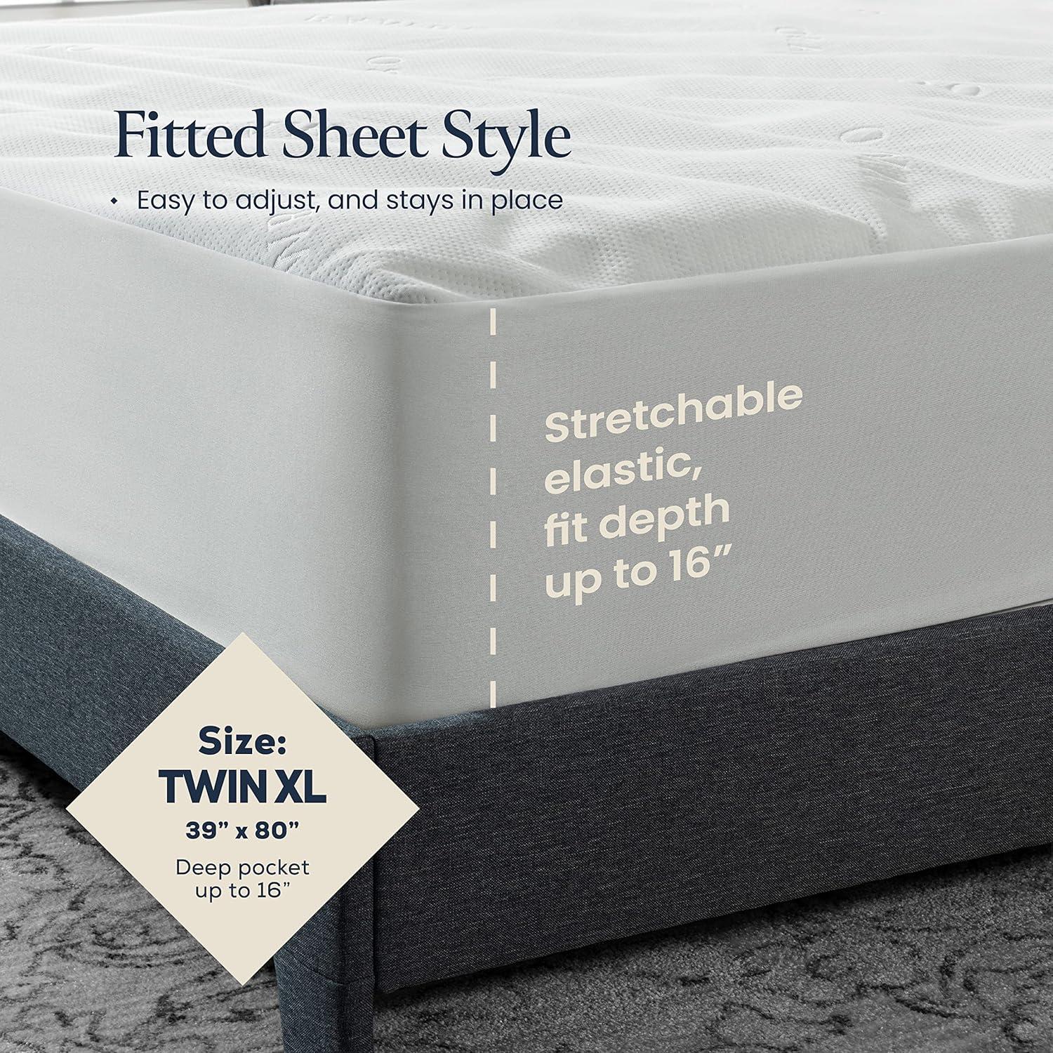 BELADOR Waterproof Mattress Protector Twin XL - 3D Air Fabric Bamboo Mattress Protector Breathable Mattress Cover, Noisless Crinkle Free, Vinyl Free, Hypoelergenic Bed Cover SnugFit 16" Deep Pockets