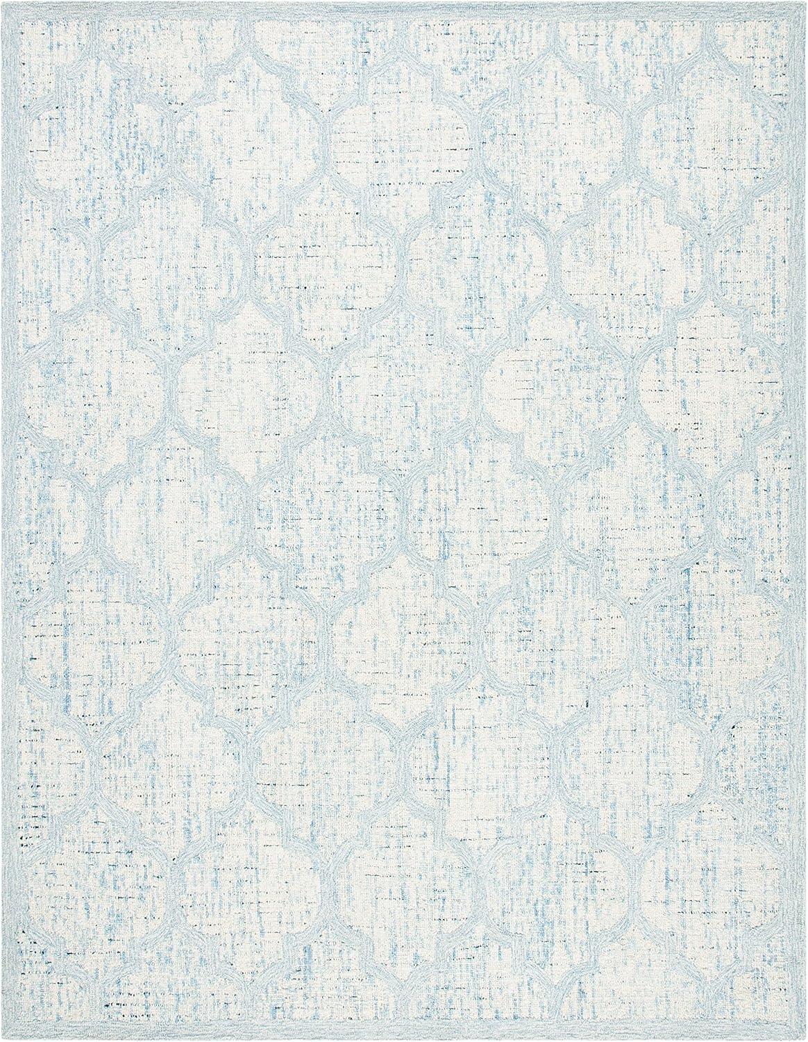 Abstract ABT474 Handmade Indoor Area Rug - Ivory/Turquoise - 8'x10' - Safavieh