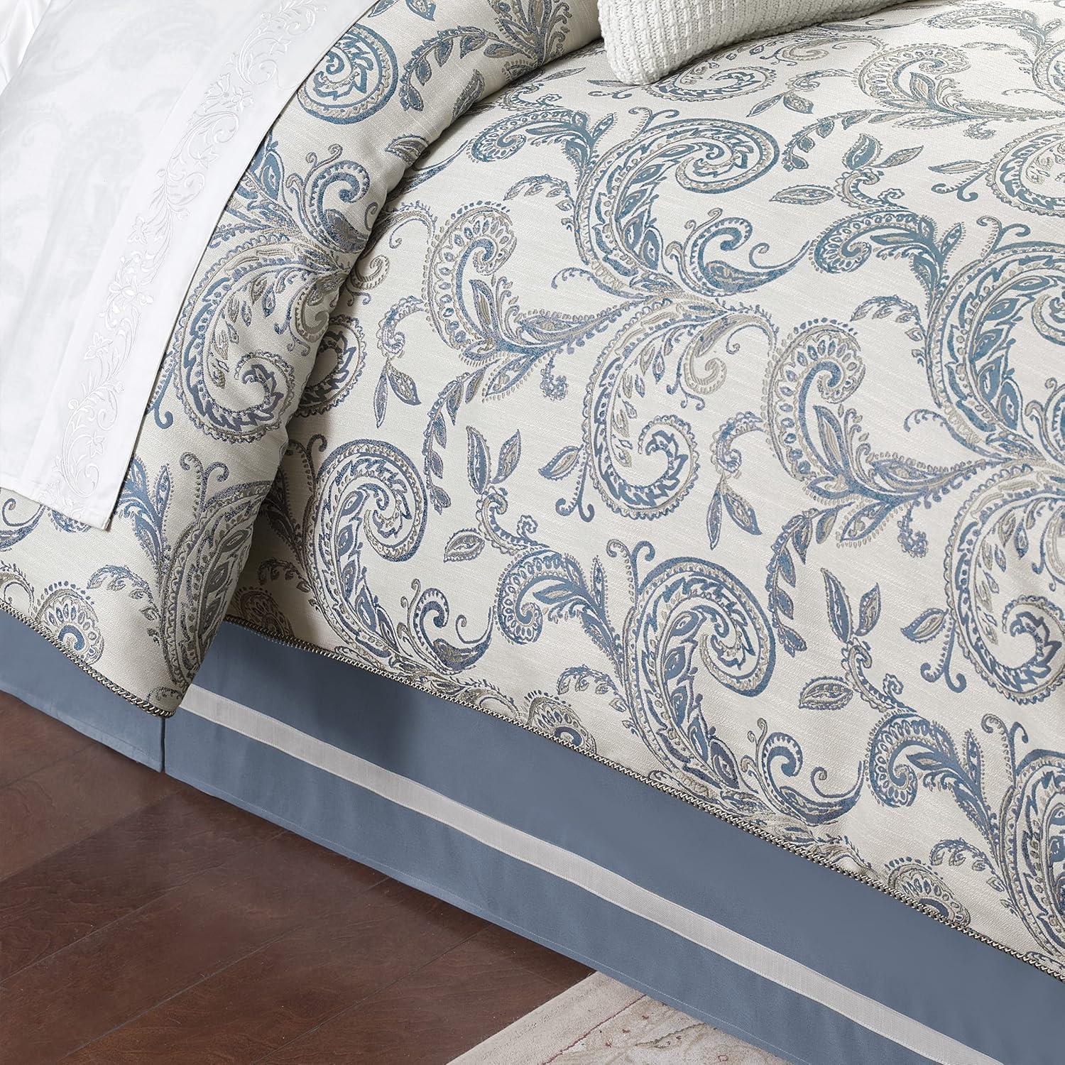 Blue and Gray Paisley California King Comforter Set