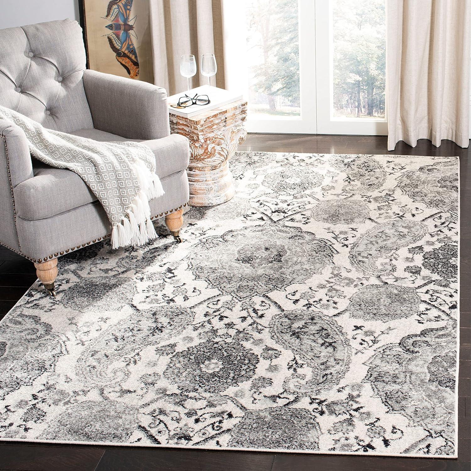 Madison MAD600 Power Loomed Indoor Area Rug - Cream/Turquoise - 4'x6' - Safavieh