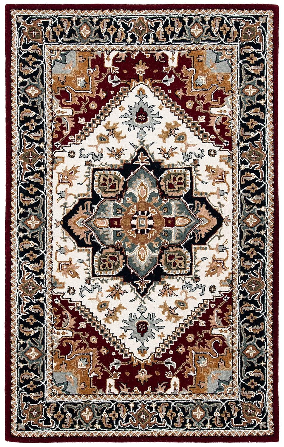 Heritage HG625 Handmade Area Rug - 5'x8' - Ivory/Red - Safavieh