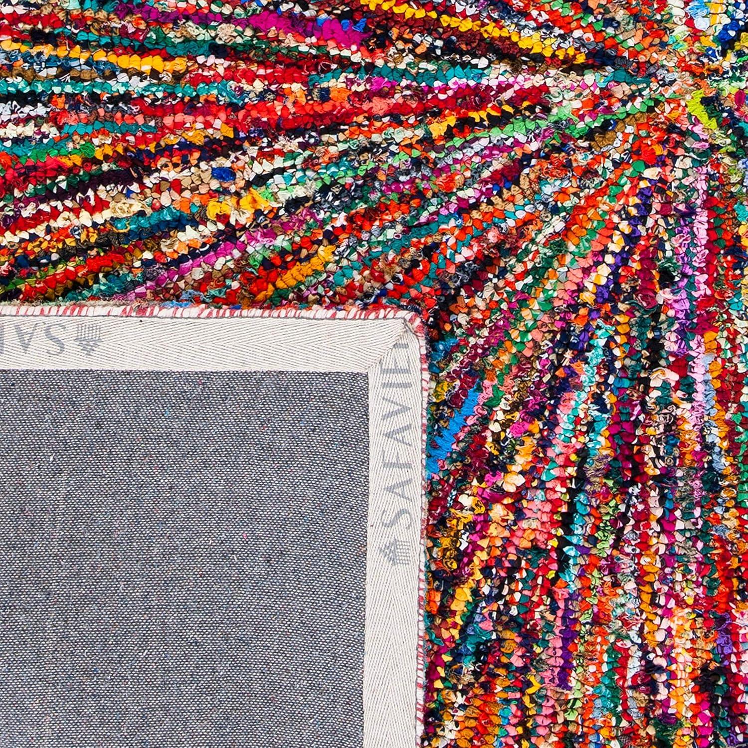 SAFAVIEH Nantucket Collection Runner Rug - 2'3" x 7', Multi, Handmade Boho Abstract Burst Cotton, Ideal for High Traffic Areas in Living Room, Bedroom (NAN319A)