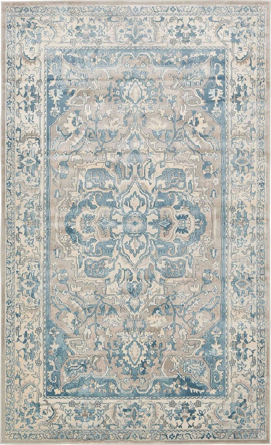 Unique Loom Paris Collection Area Rug - Louisa (5' 1" x 8' Rectangle Dark Gray/Beige)