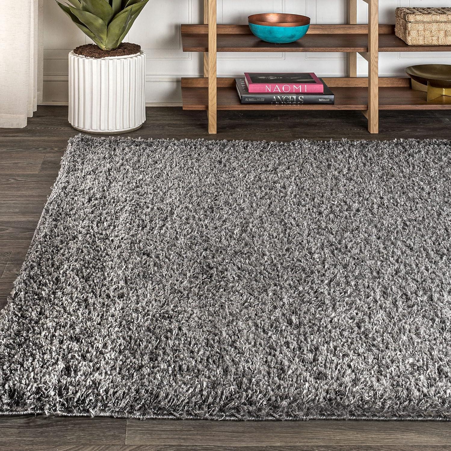 3'x5' Mercer Shag Plush Area Rug, Charcoal - JONATHAN Y
