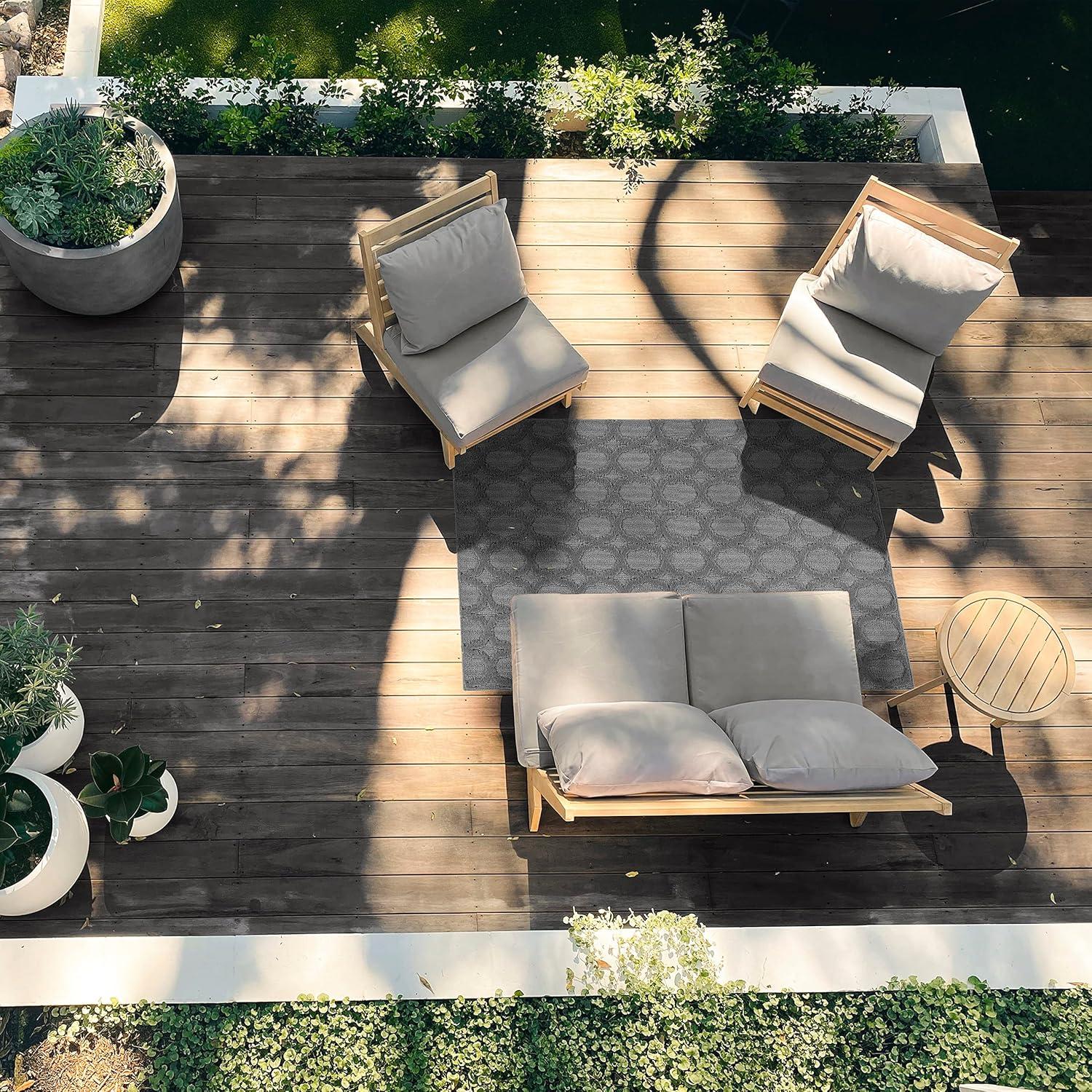 Garland Rug Garden Trellis Polypropylene Cinder Gray Indoor/Outdoor Area Rug, 4' x 6'