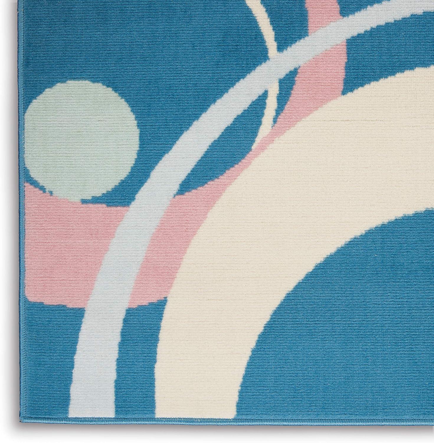 Nourison Grafix 6'X9' (6' x 9') Blue Multi Colored Area Rug Retro Contemporary Geometric by Nourison