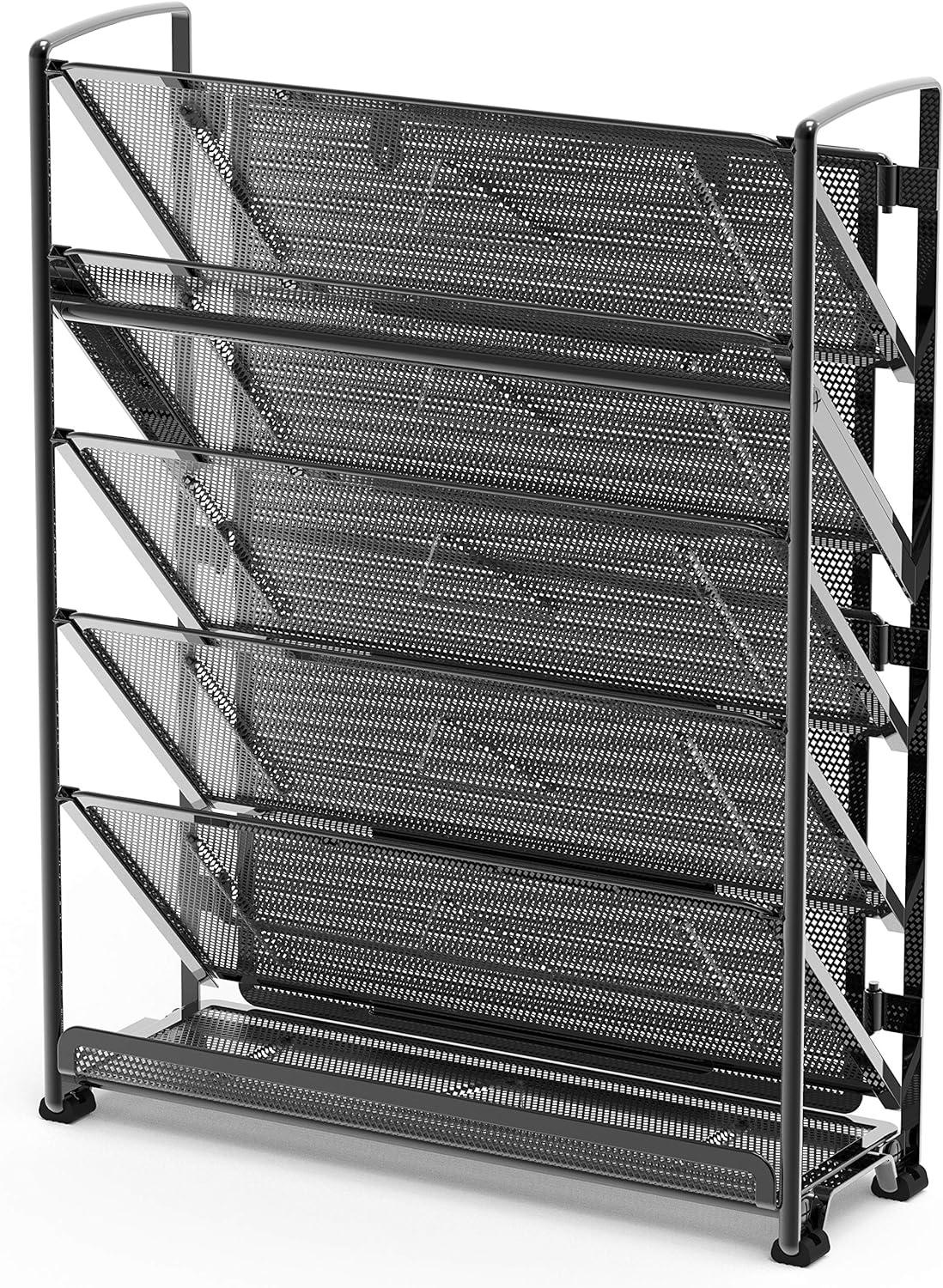 SimpleHouseware 6 Tier Wall Mount Document Letter Tray Organizer, Black