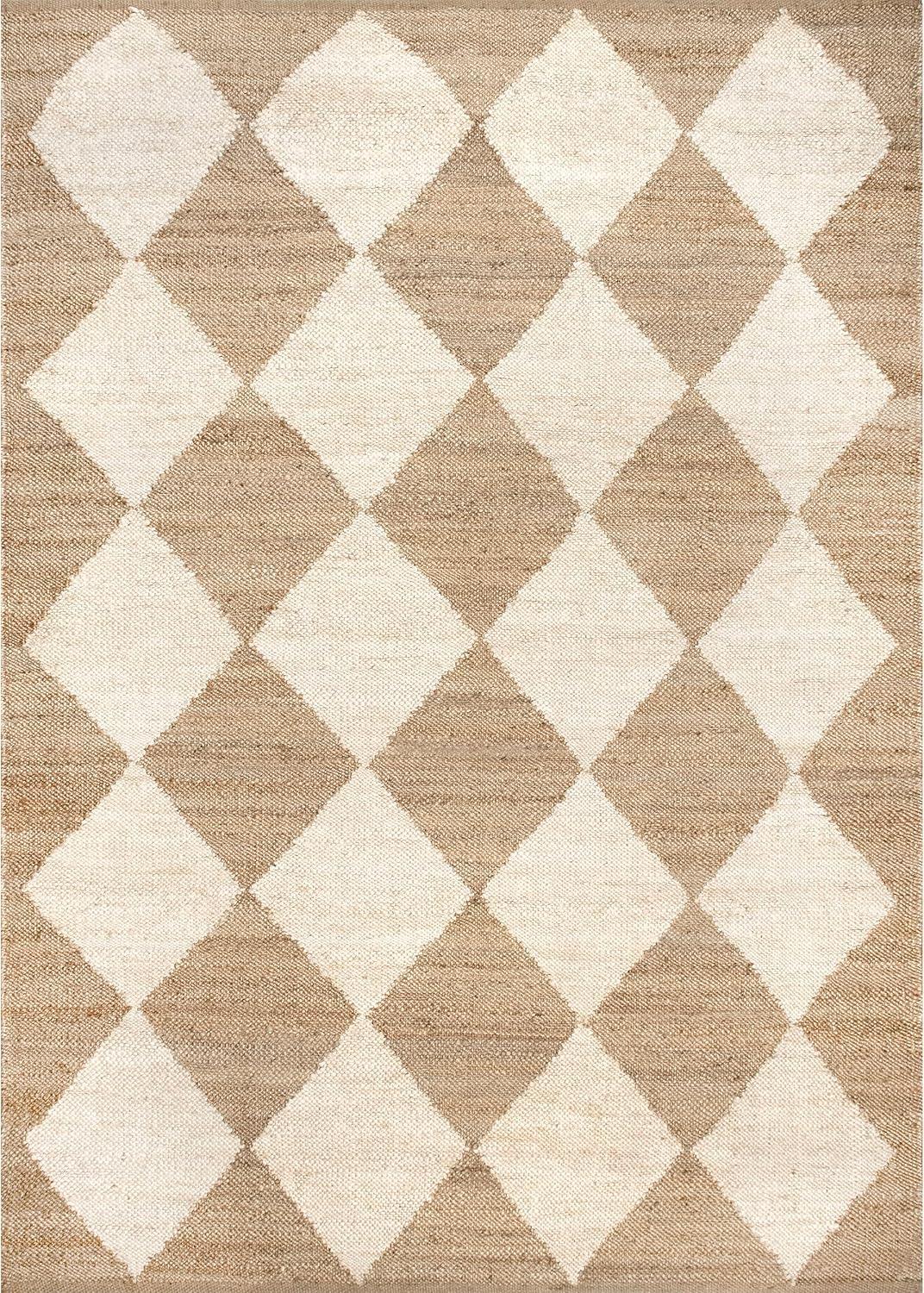 Nuloom Louie Diamond Checkerboard Jute Area Rug, 3' x 5', Natural