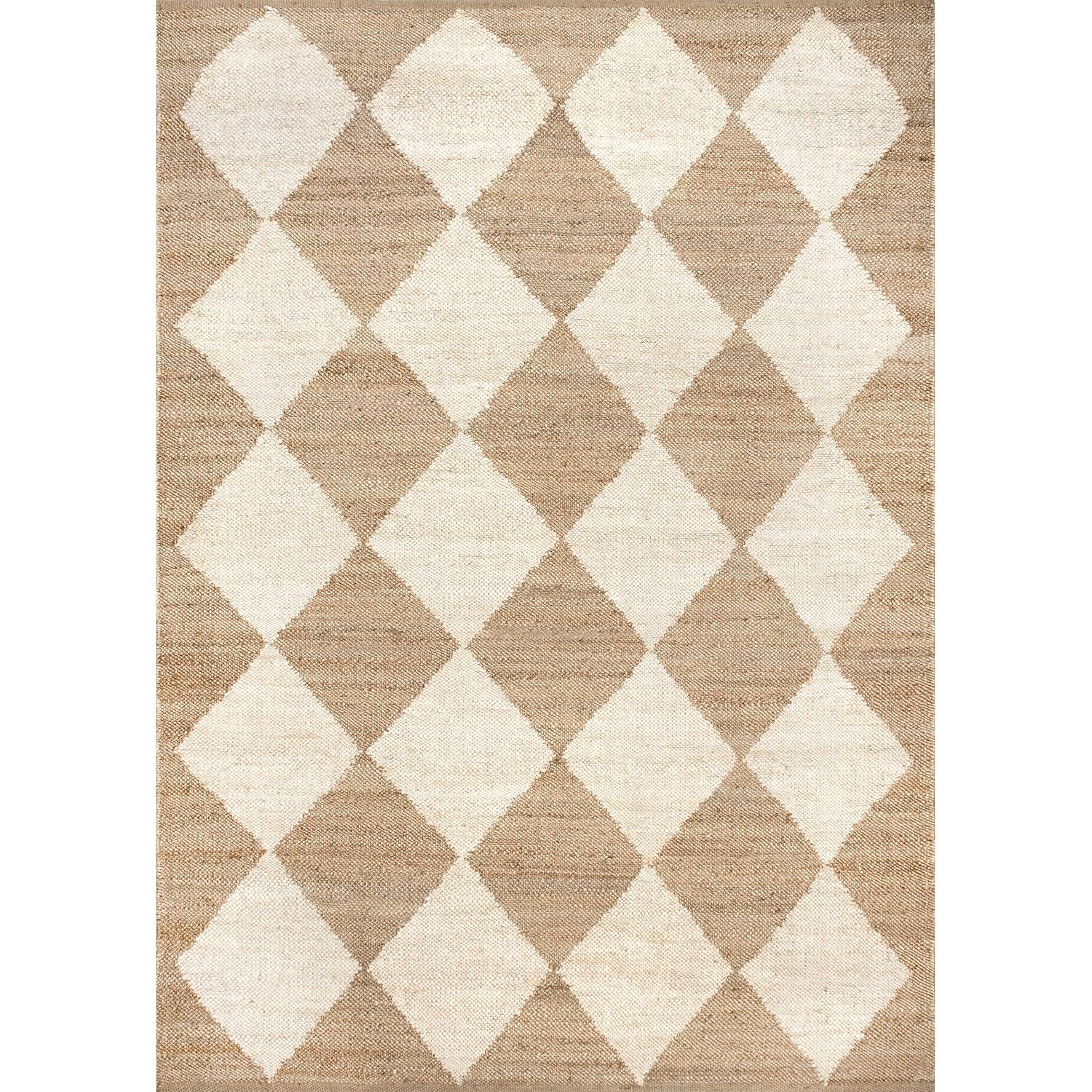 Nuloom Louie Diamond Checkerboard Jute Area Rug, 3' x 5', Natural