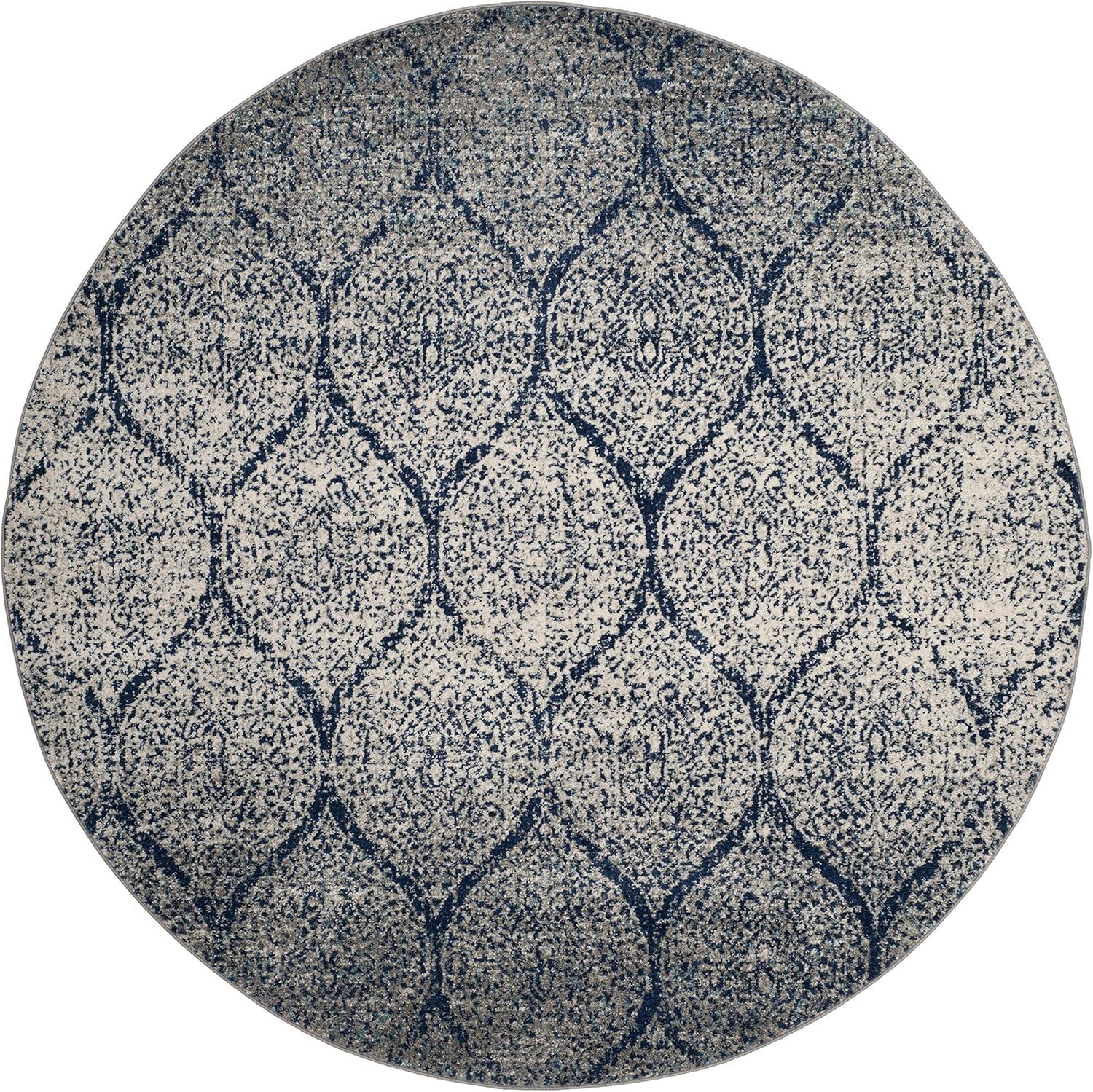 SAFAVIEH Madison Leighton Geometric Area Rug, Navy/Silver, 11' x 11' Round