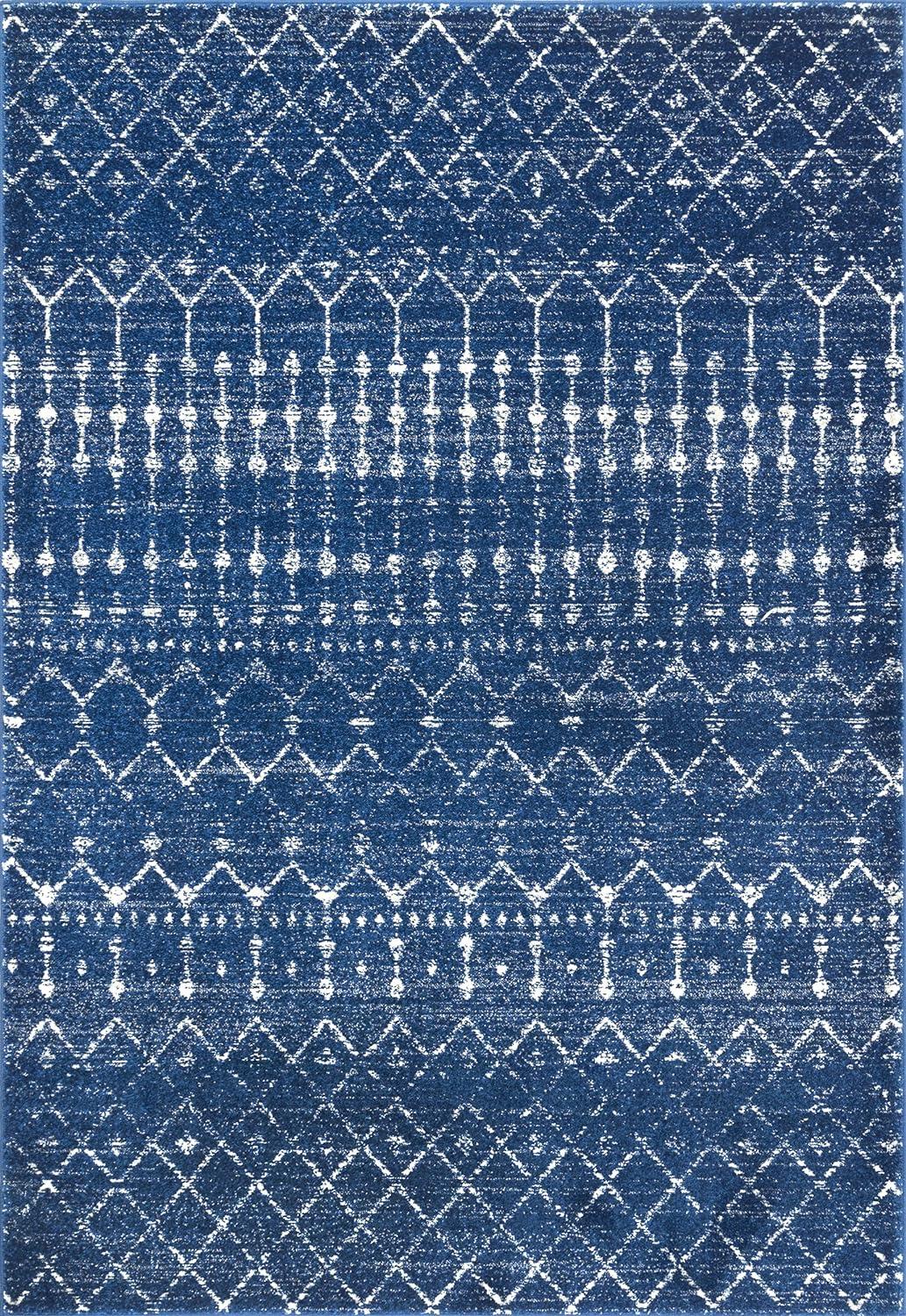 Blue Rectangular 4' x 6' Moroccan Trellis Area Rug