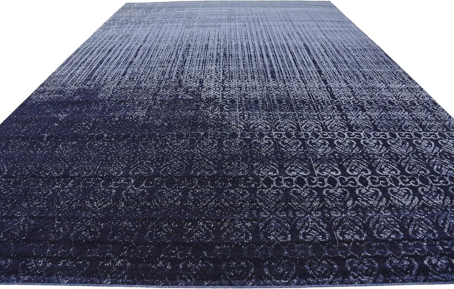 Reversible Tufted Blue Spot 10' x 14' Easy Care Rug