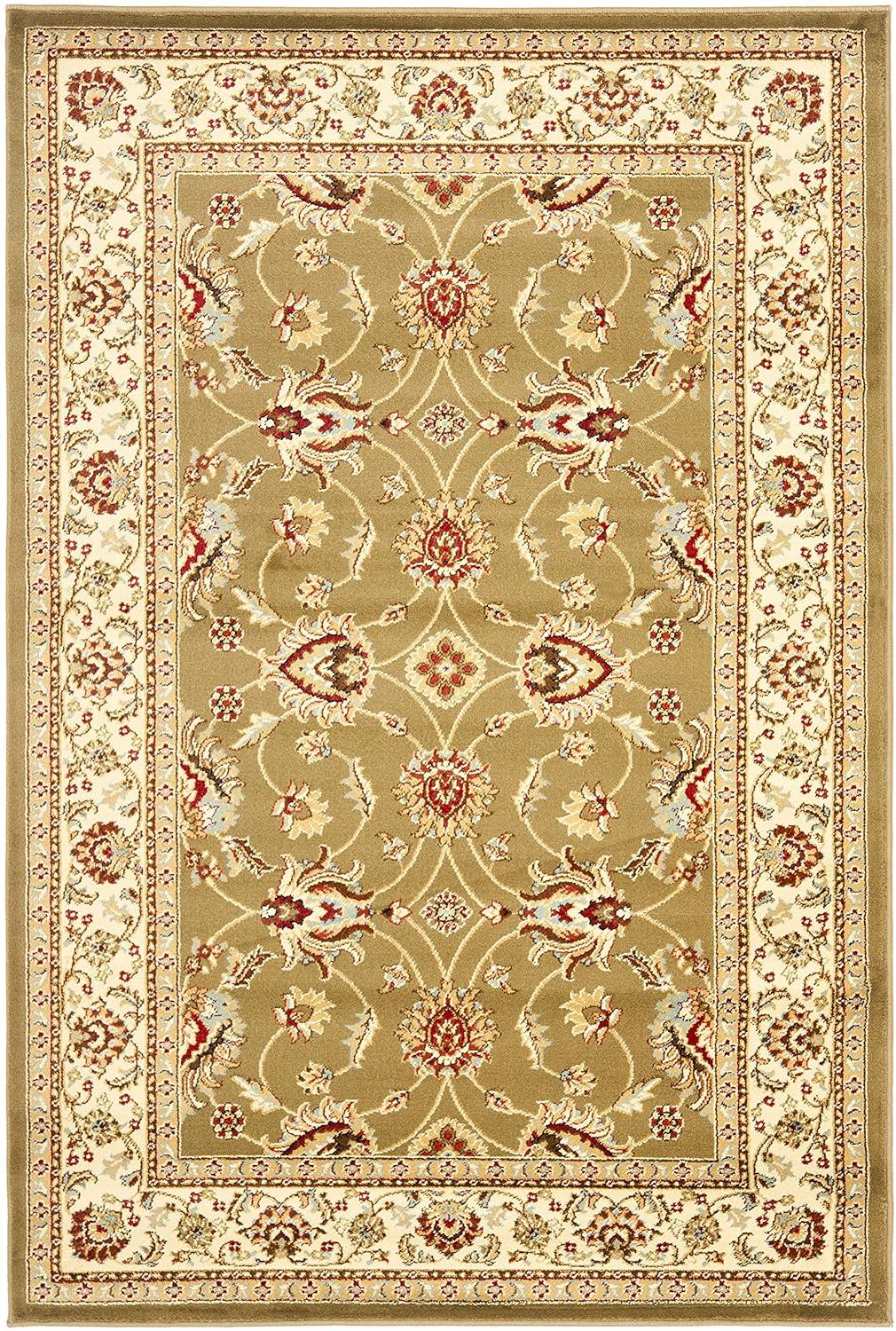 Lyndhurst LNH553 Power Loomed Area Rug - Green/Ivory - 4'x6' - Safavieh