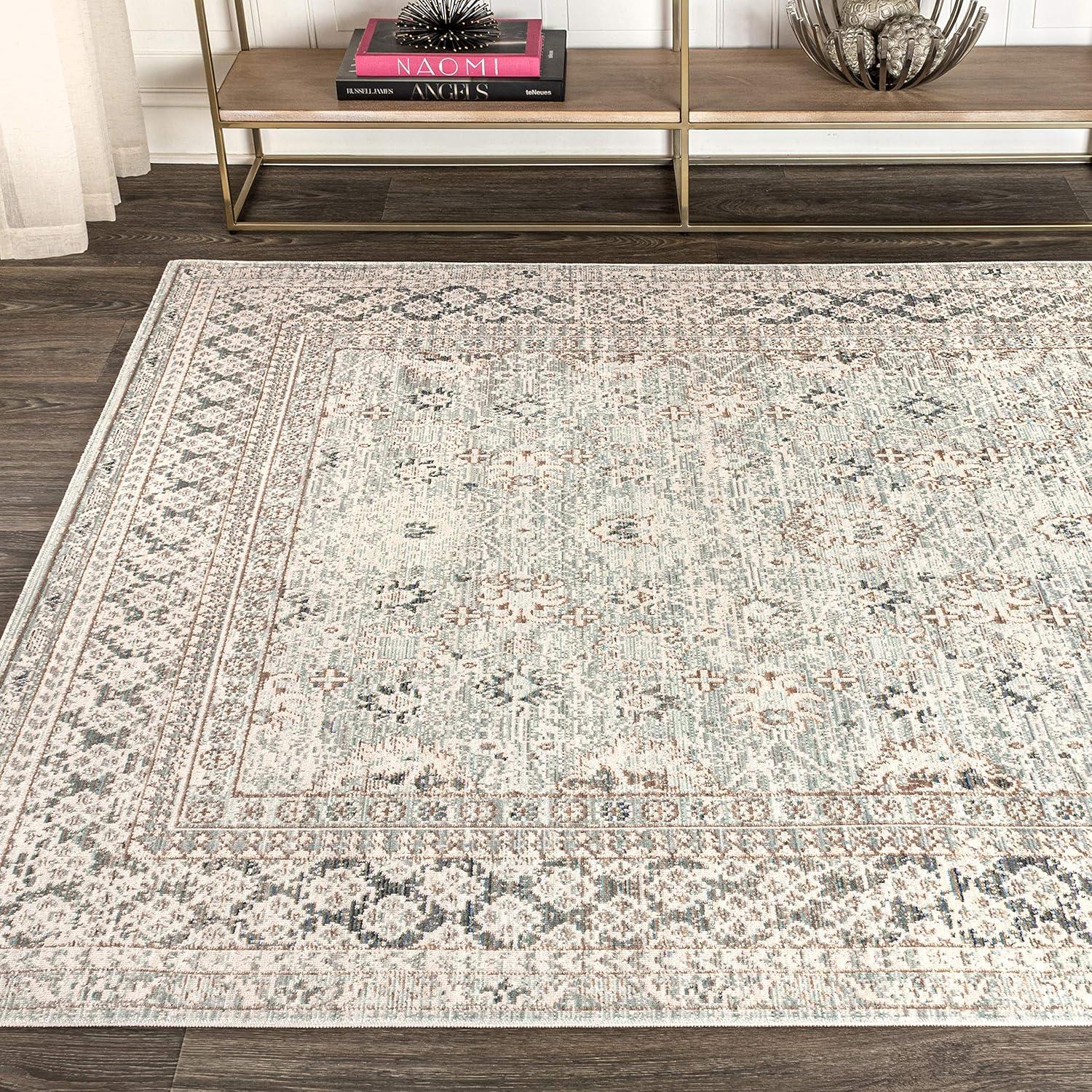 Elegant Argyle Light Blue/Ivory Synthetic 3x5 Area Rug